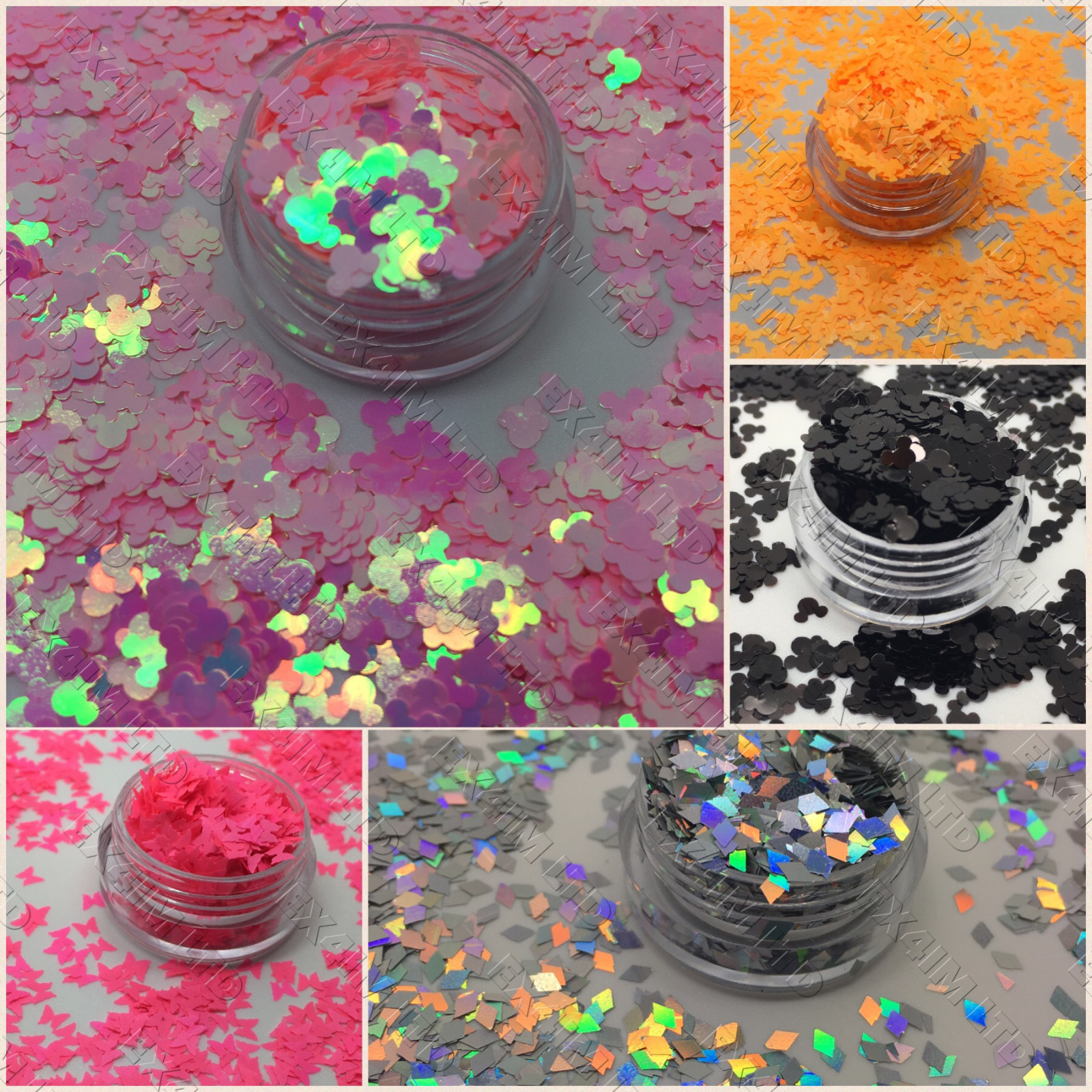 GLITTER Sequins Shape HALLOWEEN Nail Art Decoration MICKEY HOLOGRAPHIC MOUSE 3D
