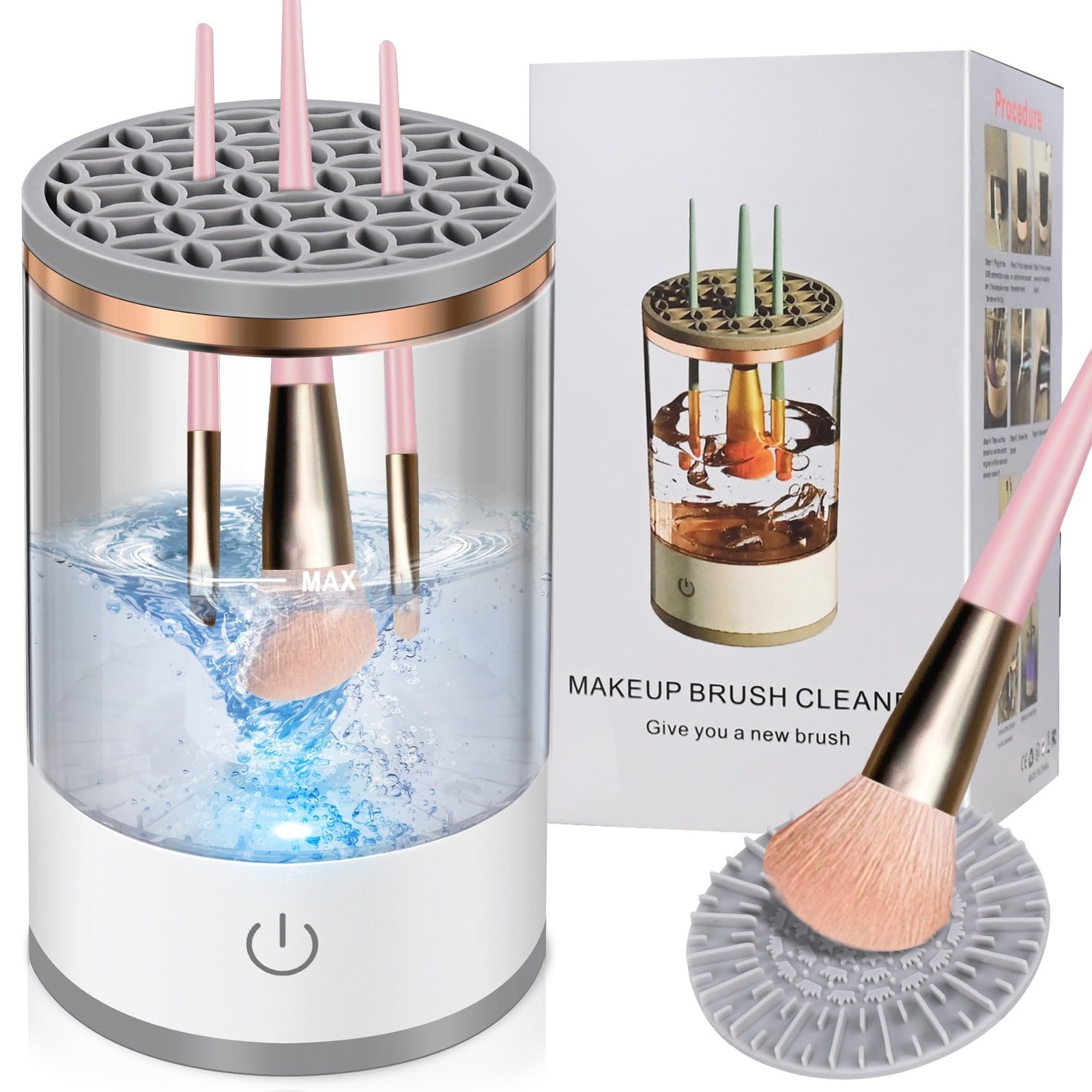Electric Makeup Brush Cleaner – 6.61 x 3.86 x 3.82 inches, Gray