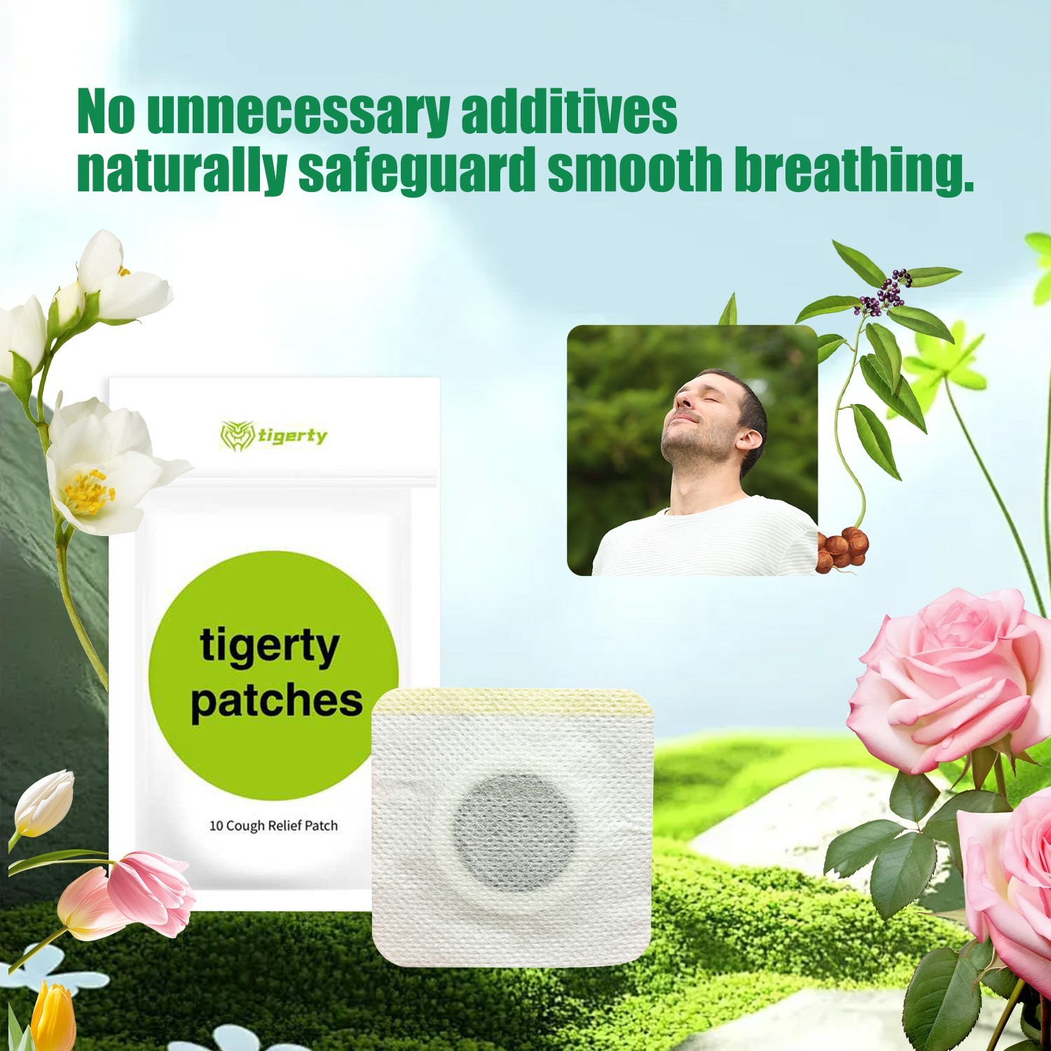 Natural Cough Relief Patch, Herb Sticker for Chest & Throat, Soothing Breathing
