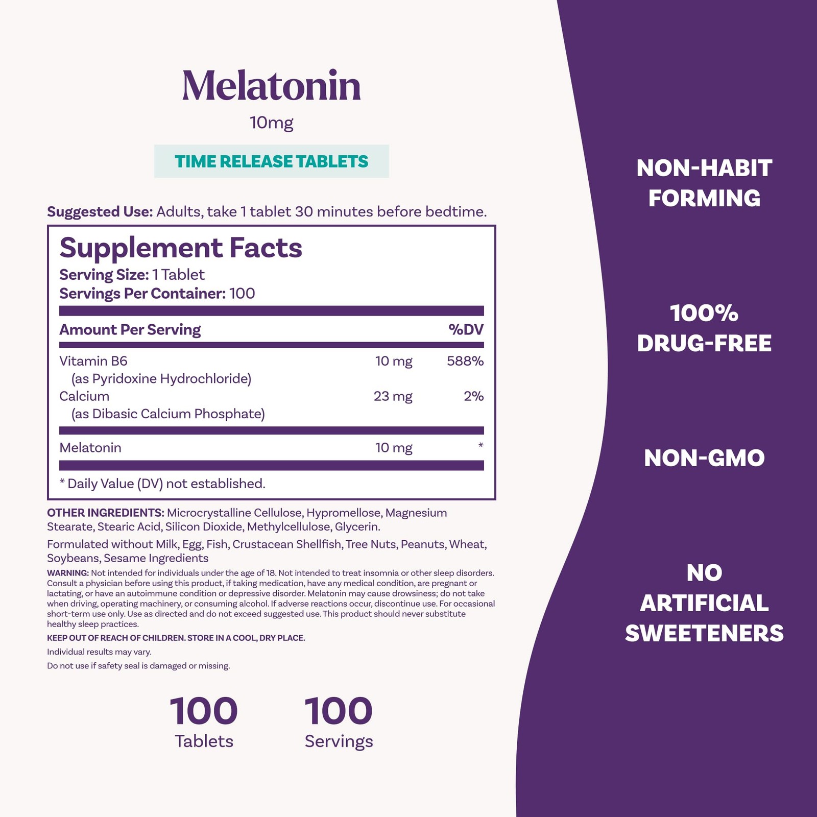 Natrol Melatonin 10mg Time Release Tablets, 100 Count (Pack of 1), No Color