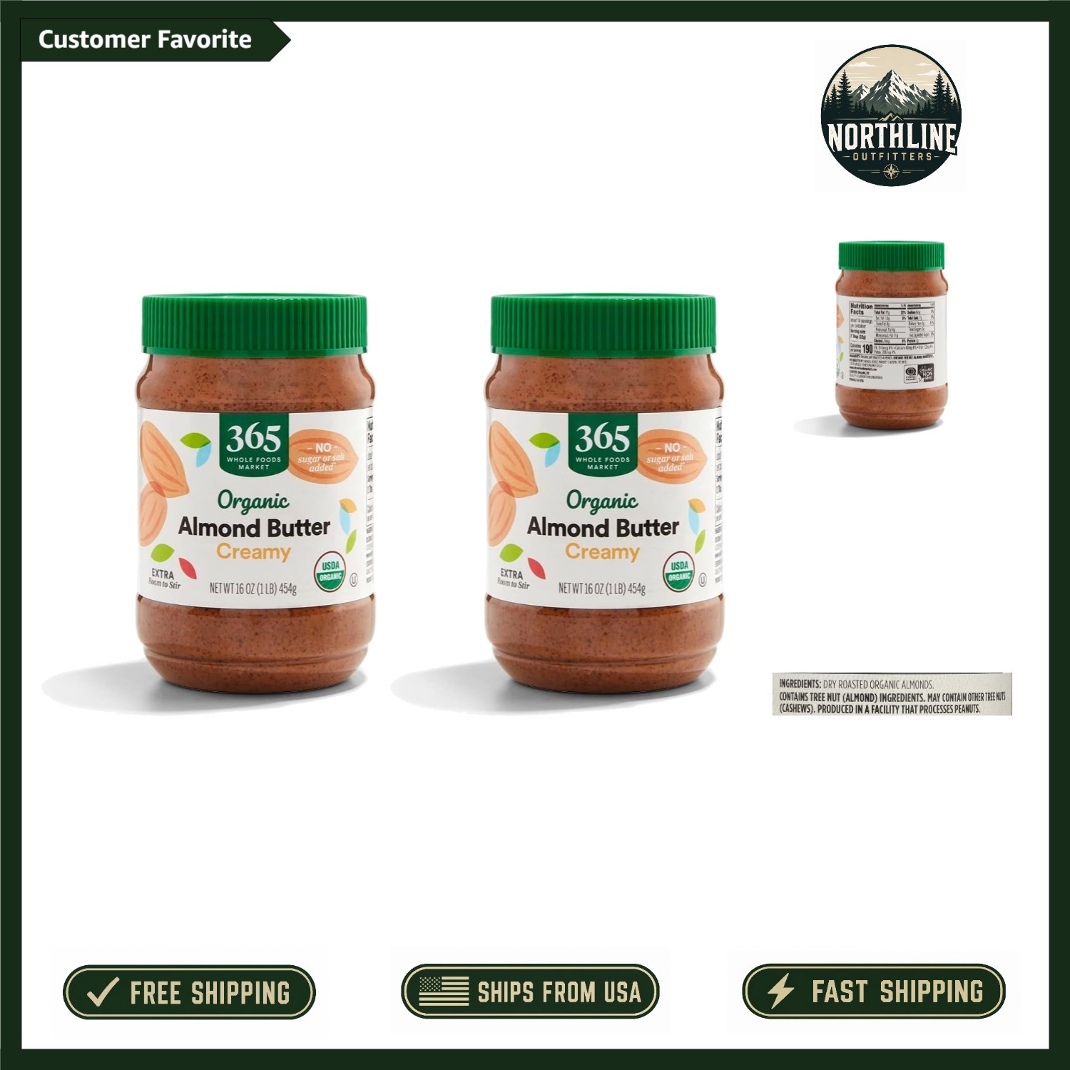 Whole Foods Market Organic Creamy Almond Butter, 16 oz X2 – Taste the Goodness