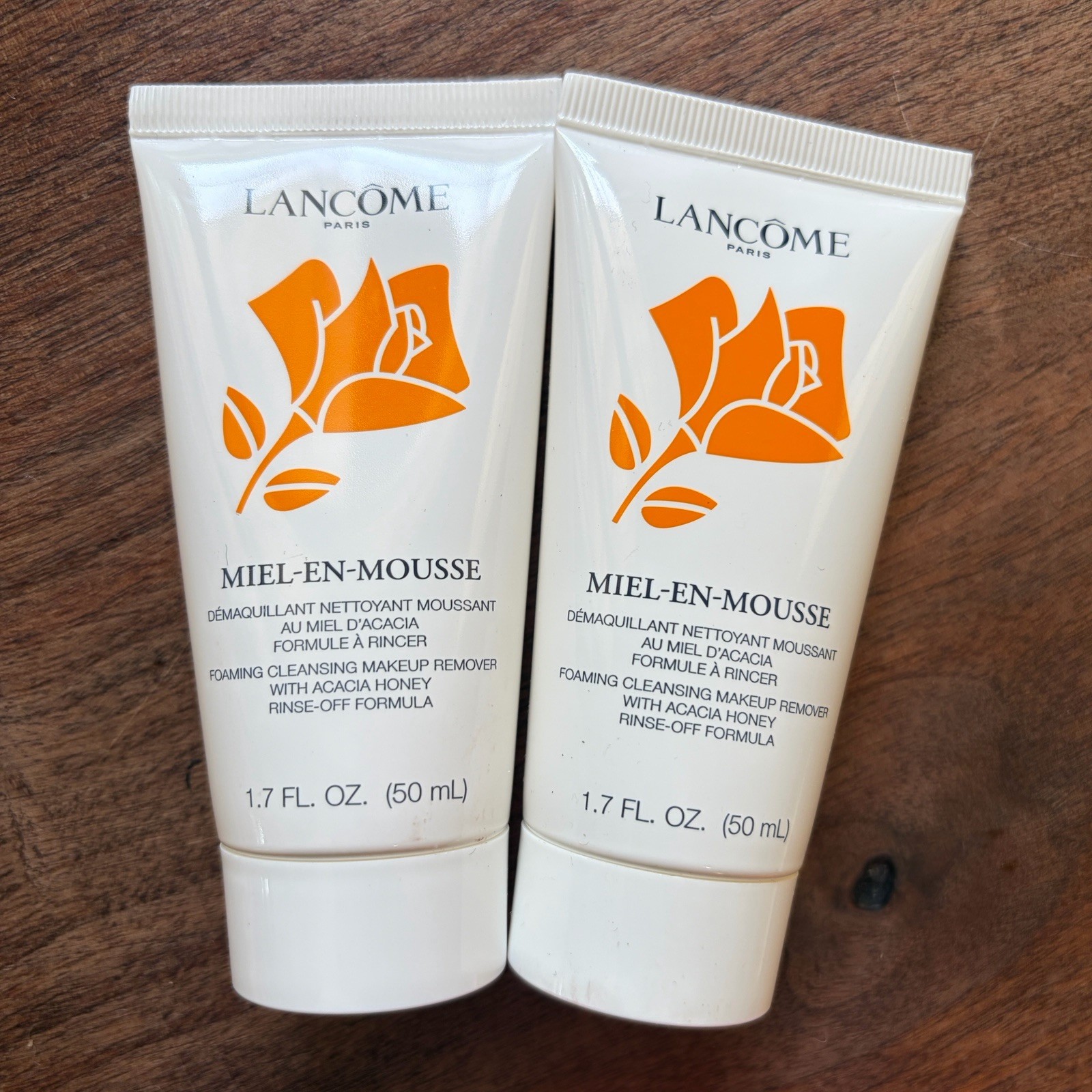NEW Lancome Miel-en-Mousse Foaming Cleansing Makeup Remover 1.7 oz/50 mL Lot 2x
