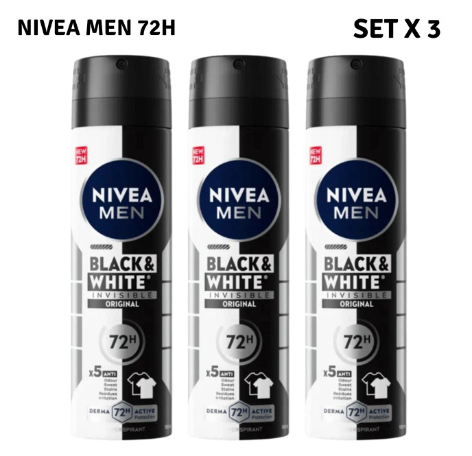 3 Pack NIVEA MEN black & white invisible original 150ml ML each ( 3 PACK )
