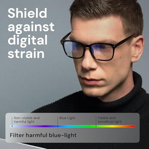 Eyewear Frames for Men – Blue Light Blocking *C Black & Transparent Grey