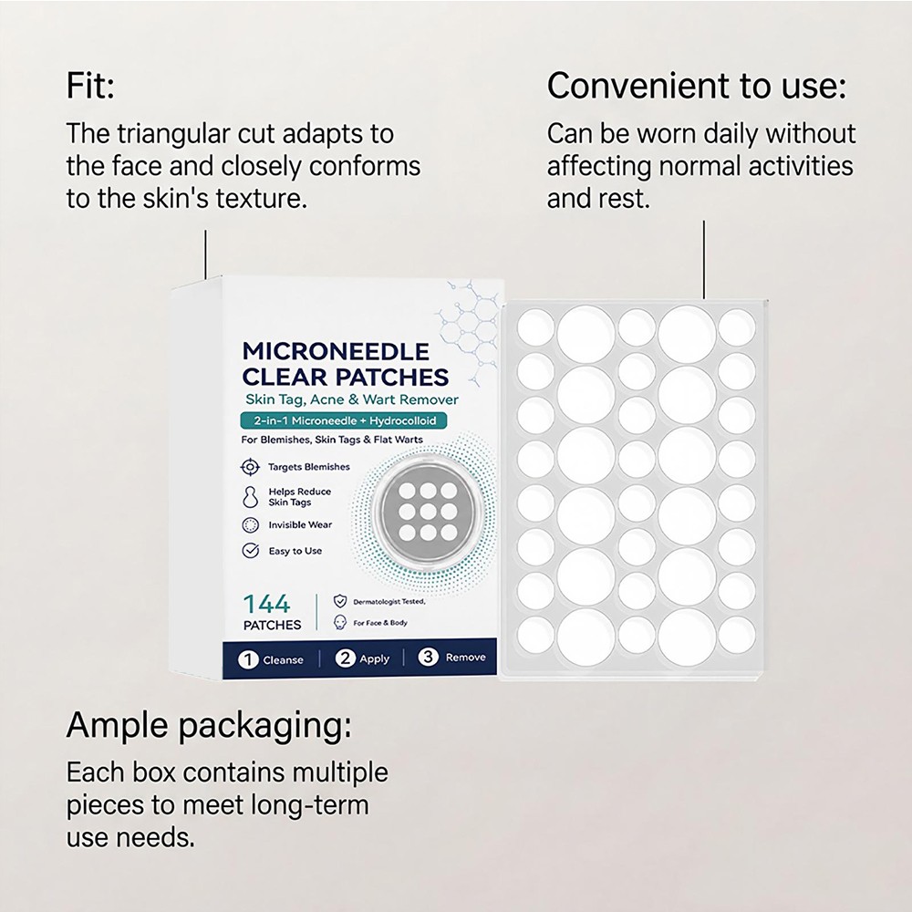 Microneedle Clear Patches, 2-in-1 Microneedle &Hydrocolloid Patch Blemish Care