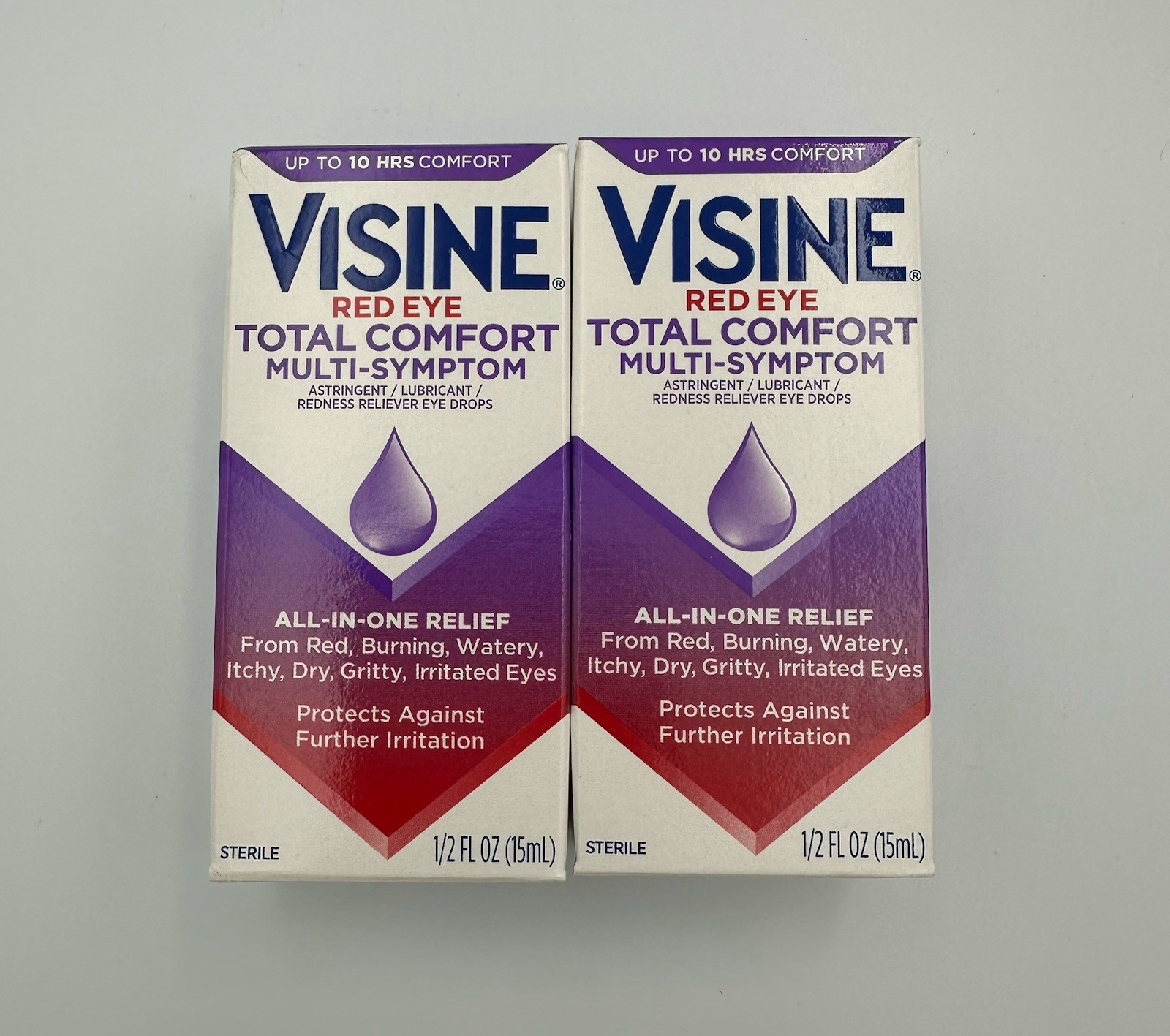 (2) Visine Red Eye Drops Total Comfort Multi-Symptom Burning Itchy Watery