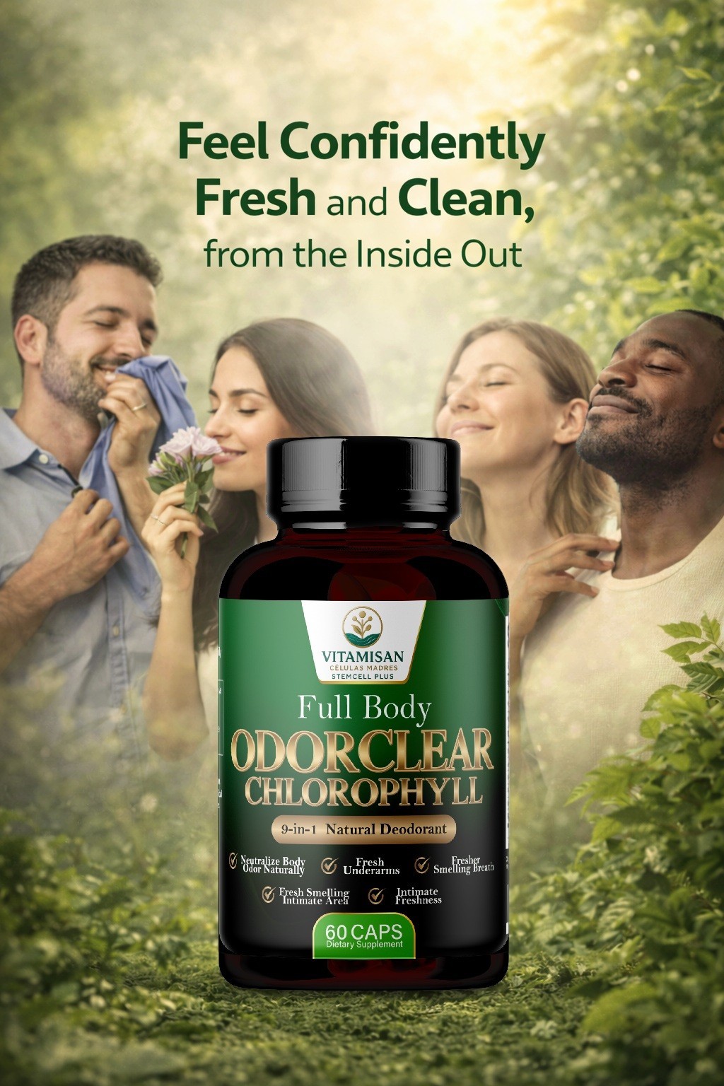 VITAMISAN OdorClear Chlorophyll Capsules – Internal Deodorant – 60 Caps
