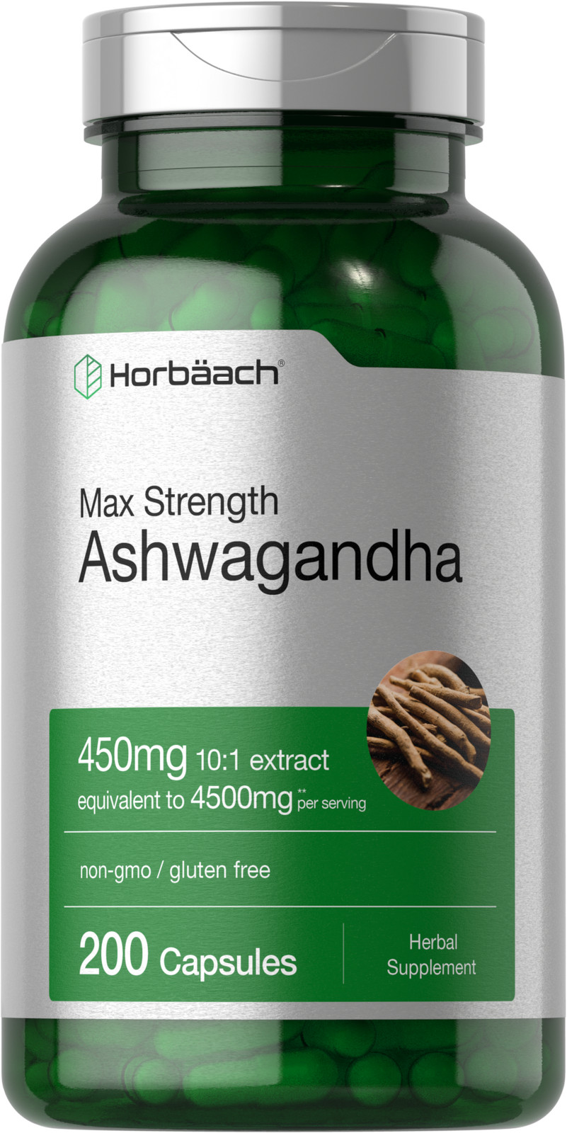 Ashwagandha Capsules 4500mg | 200 Capsules | Non-GMO, Gluten Free | by Horbaach