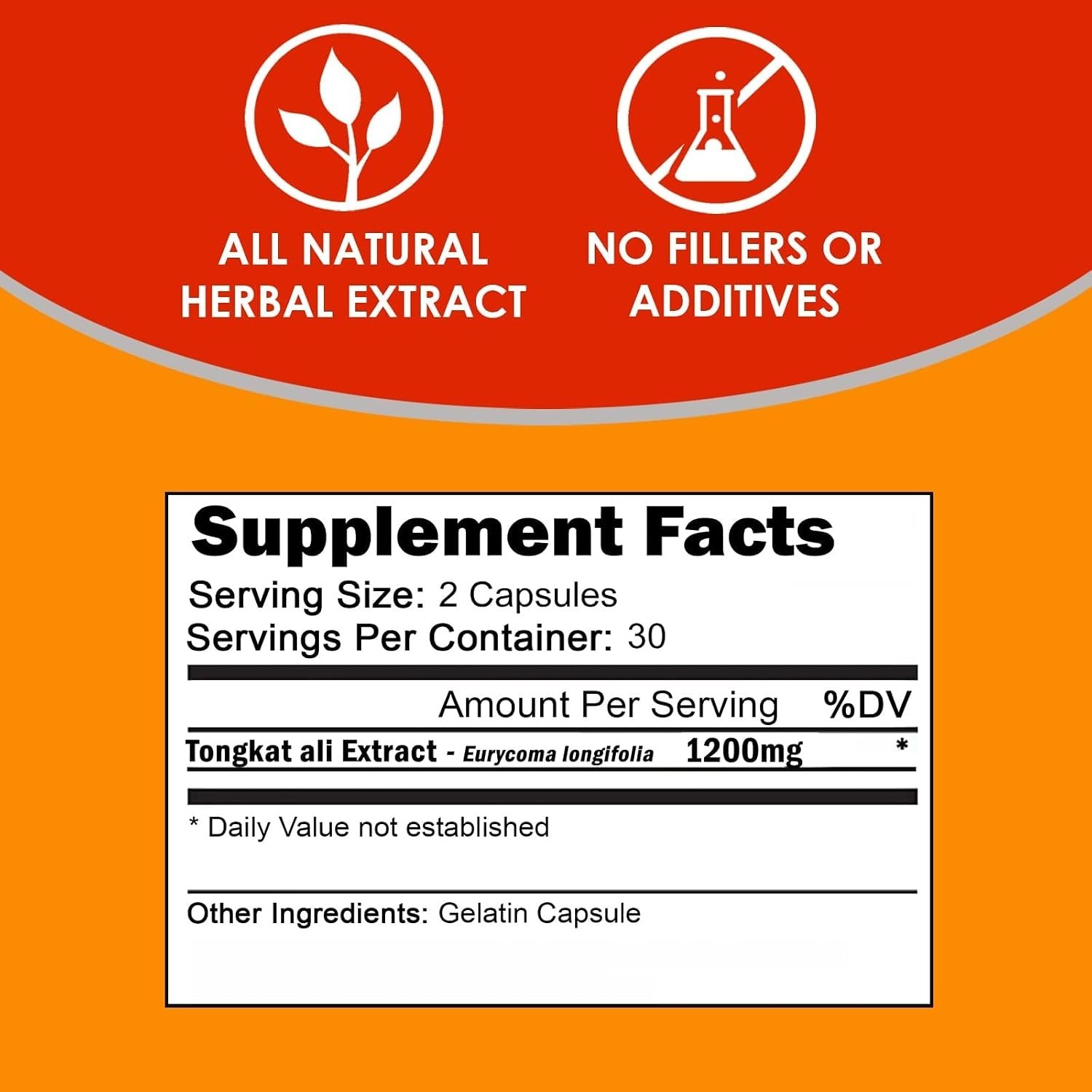 VH Nutrition Longjack Eurycoma Longifolia 1200mg 60 Capsules Factory Sealed