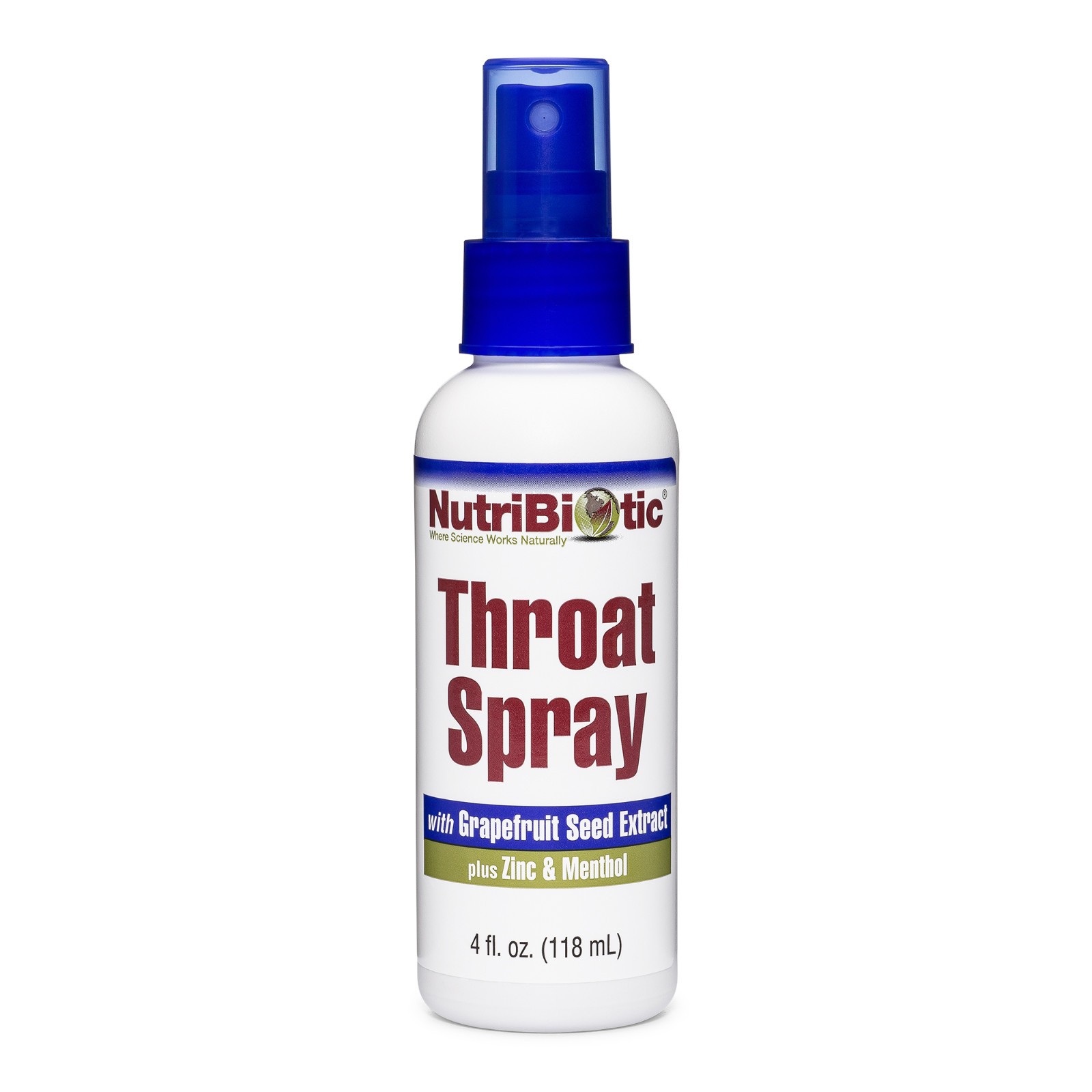 NutriBiotic Throat Spray 4 Fl Oz with Grapefruit Seed Extract, Zinc & Menthol
