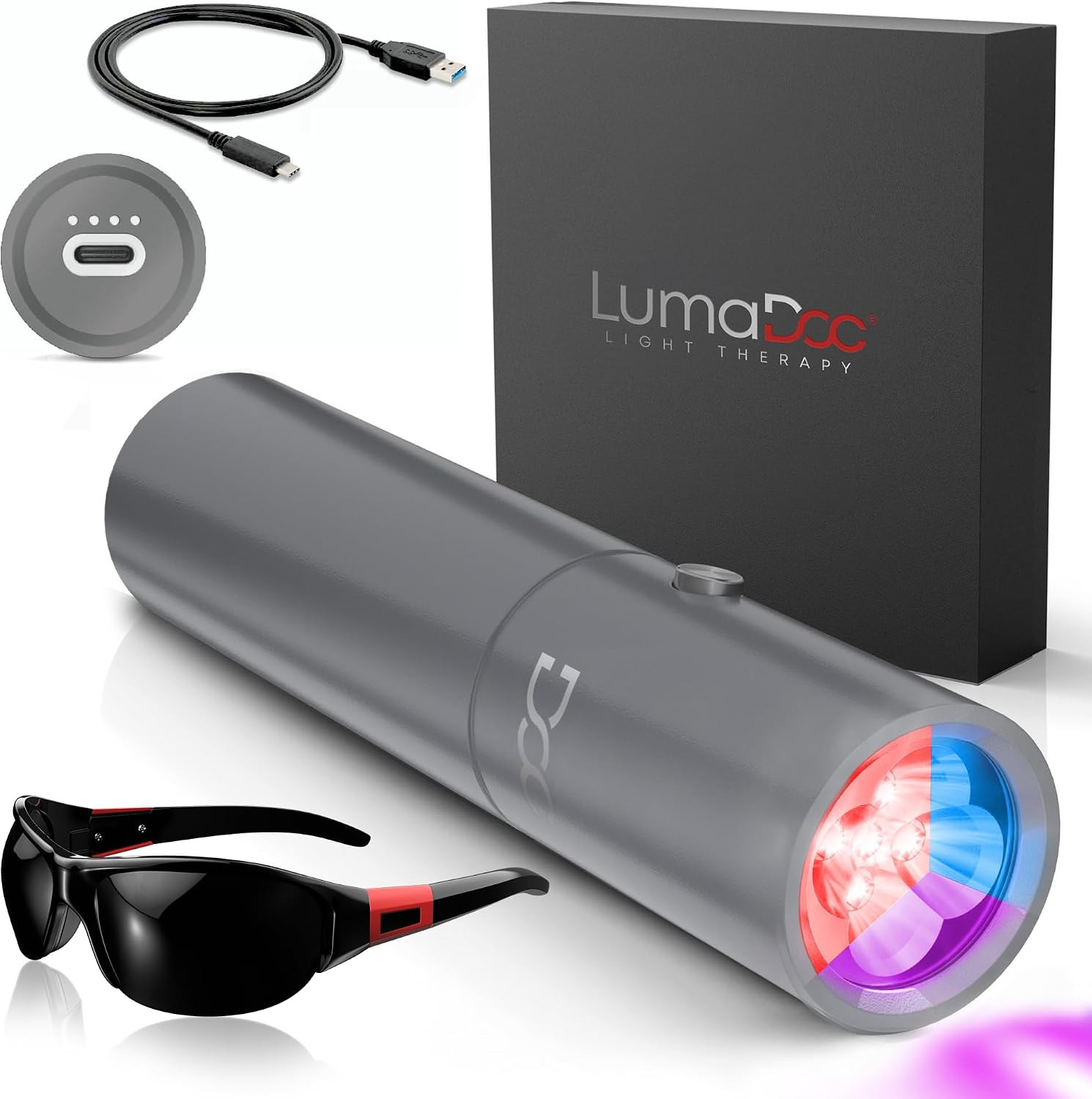 Handheld Red Light Therapy for Body, LED Light Treatment Device with Blue and NI