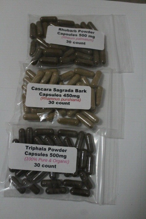 3 Herbs Capsules Rhubarb, Cascara, Triphala