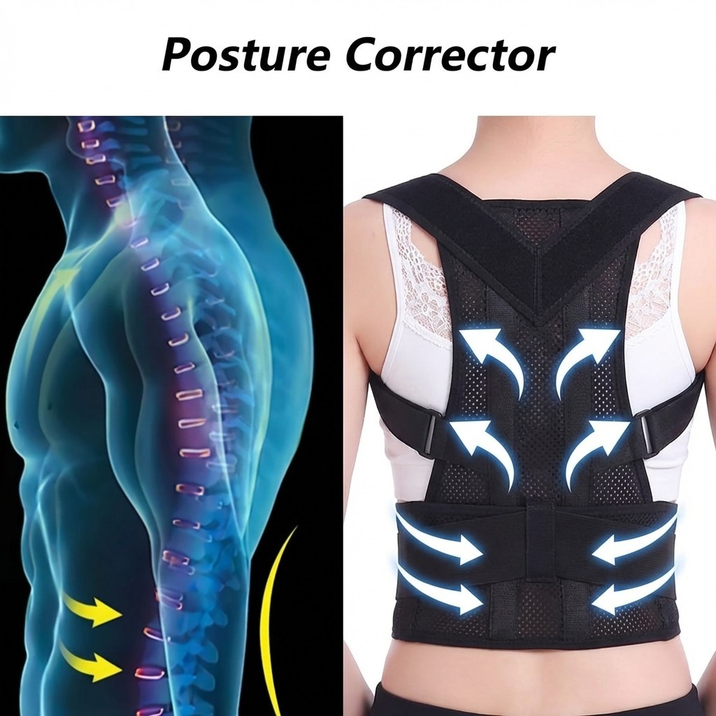 Adjustable Posture Corrector Low Back Support Shoulder Brace Belt For Men Women