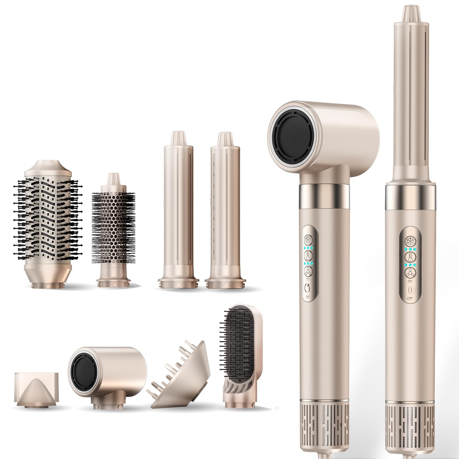 Glocurlx 8-In-1 Hot Air Styler Hair Dryer Brush Set 110000 Rpm High-Speed Ionic