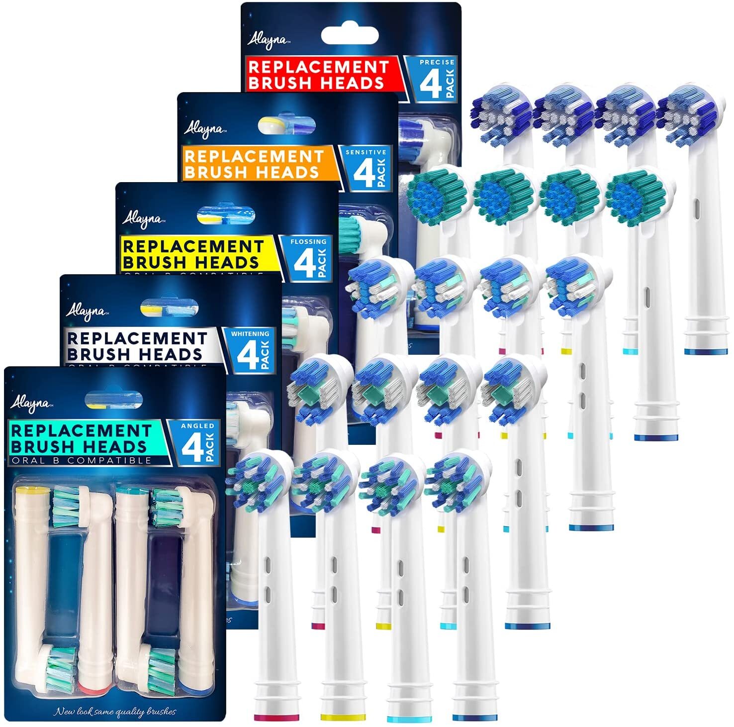 Alayna Toothbrush Replacement Heads Compatible with Oral B – 20 Toothbrushes