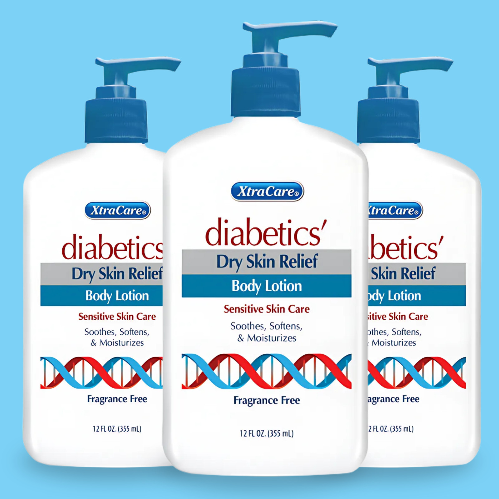 XtraCare Diabetics Dry Skin Body Lotion, Fragance Free – 12 fl oz (3-Pack)