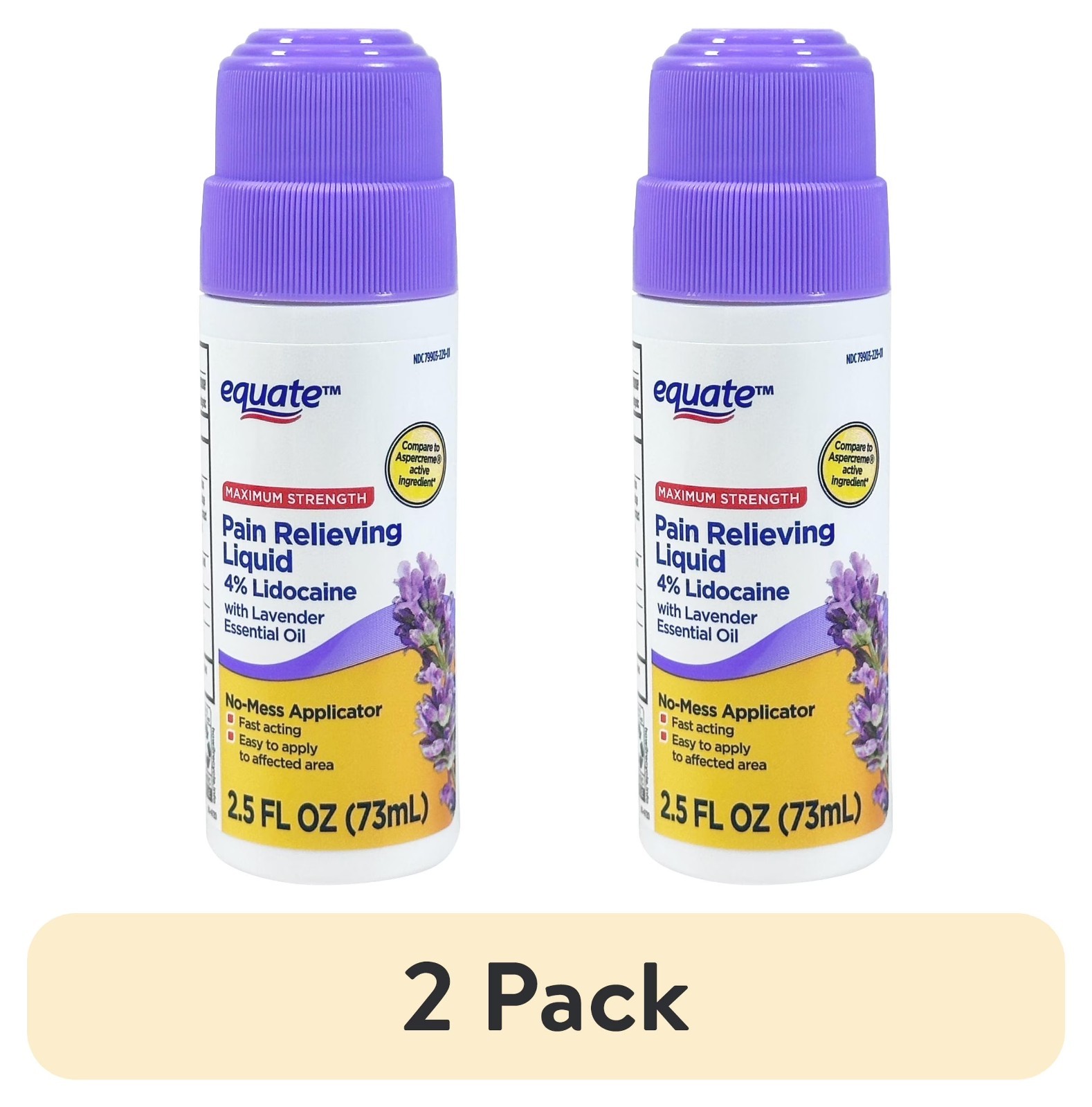 (2 pack) Equate Lidocaine Pain Relief Liquid Roll-On with Lavender Essential Oil