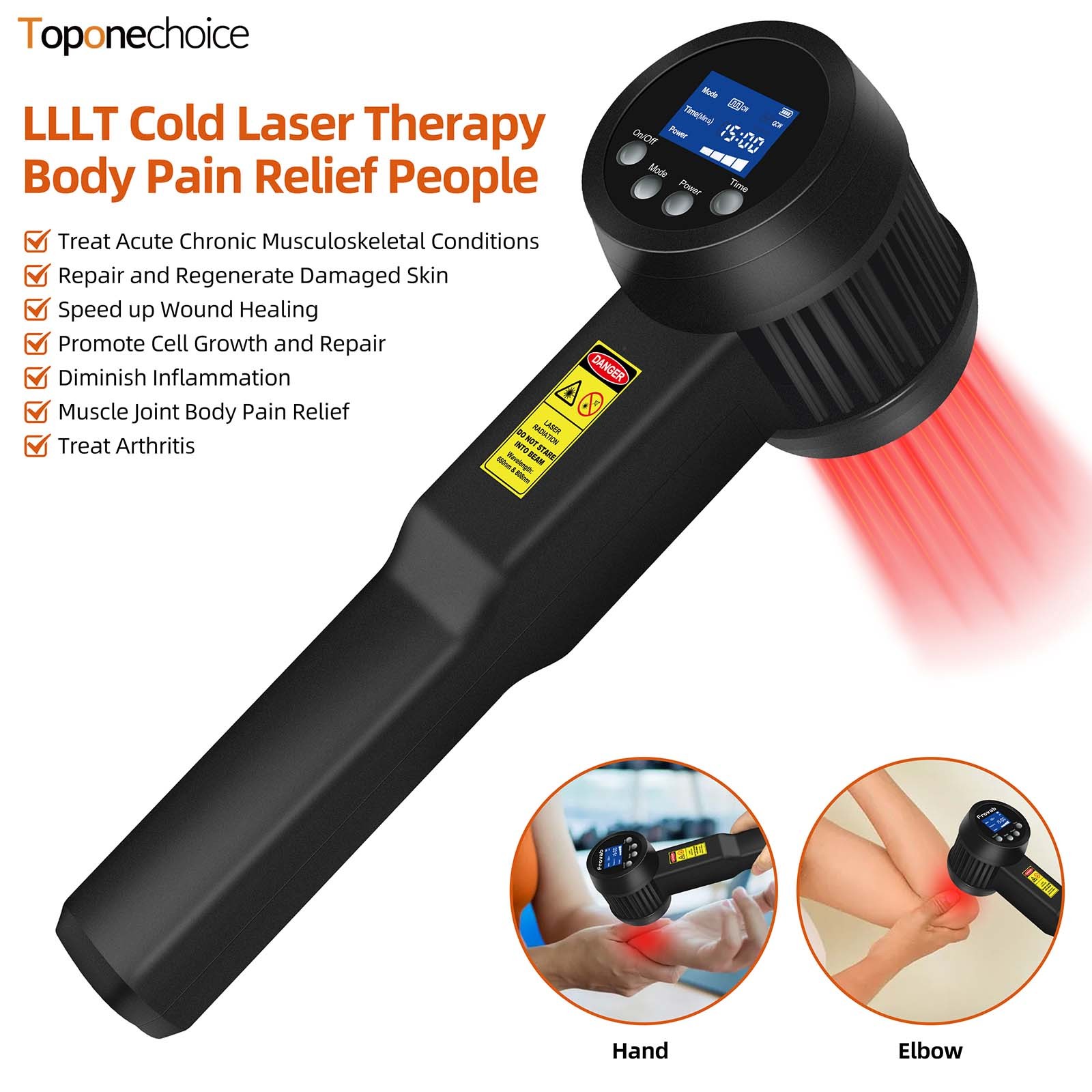 Cold Laser Therapy Device 25 Diodes Adjustable Time for Pain Relief Arthritis