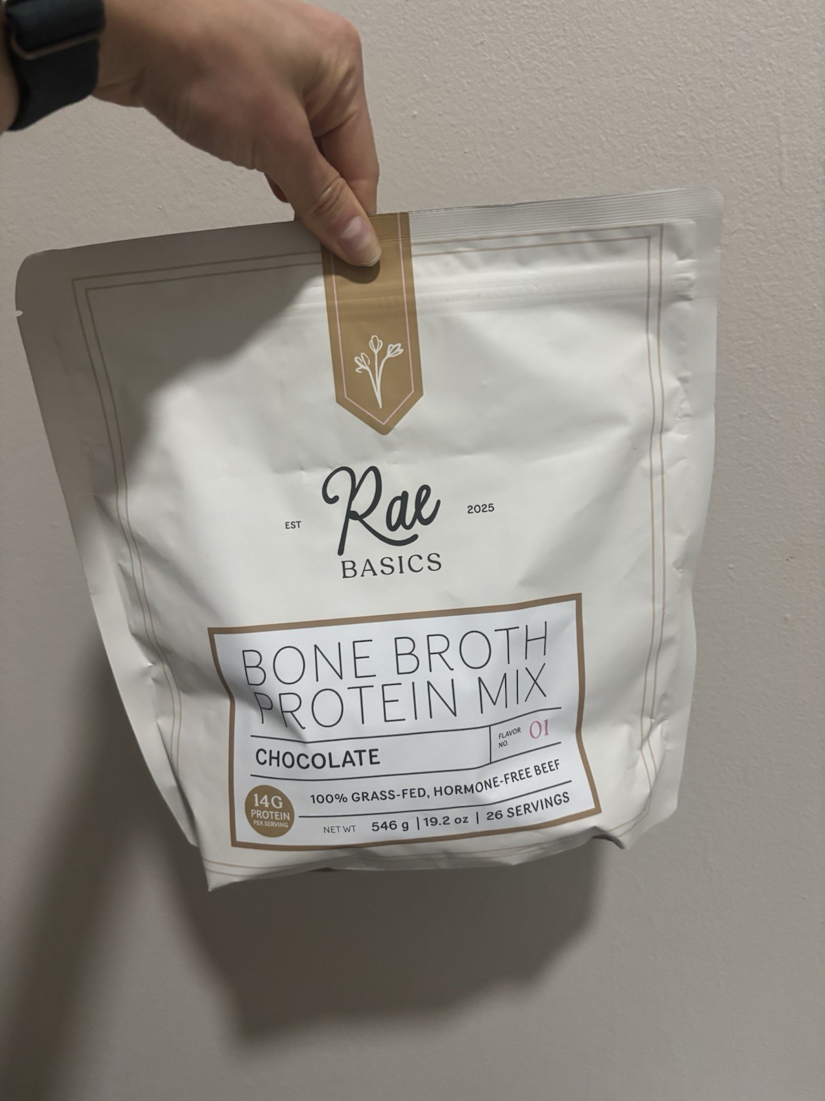 Rae Basics Bone Broth Protein Powder Chocolate 19.2 oz 26 Serv Keto GF