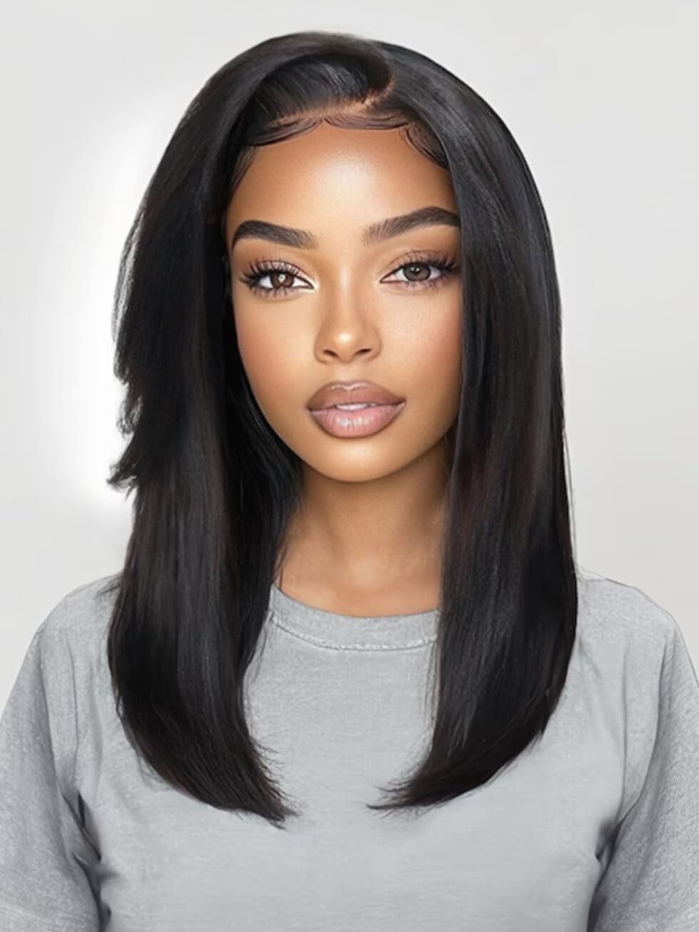 Beauty Forever Yaki Straight Glueless Wig 16″ HD Lace