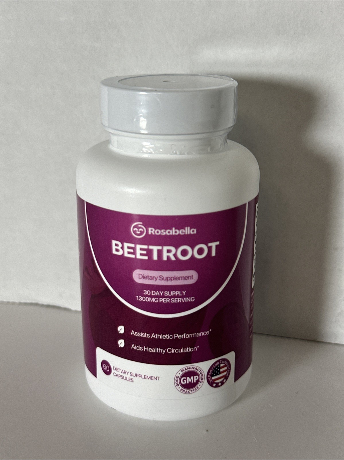 Rosabelle Beetroot 1300mg Organic GMP Certified 60 Capsules Dietary Supplement