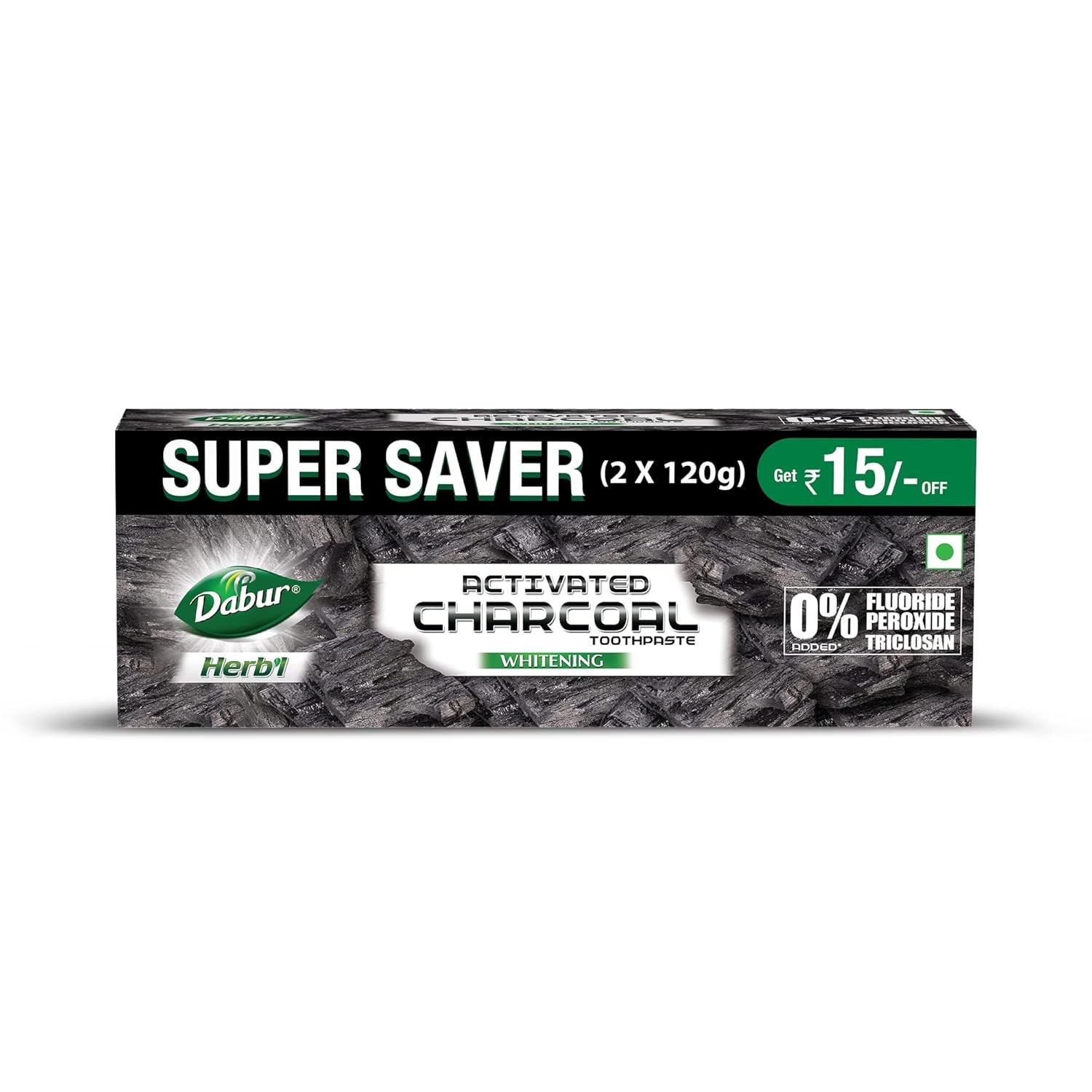 DABUR Herb’L Activated Charcoal Toothpaste 240G (120G x2, Pack of 2)