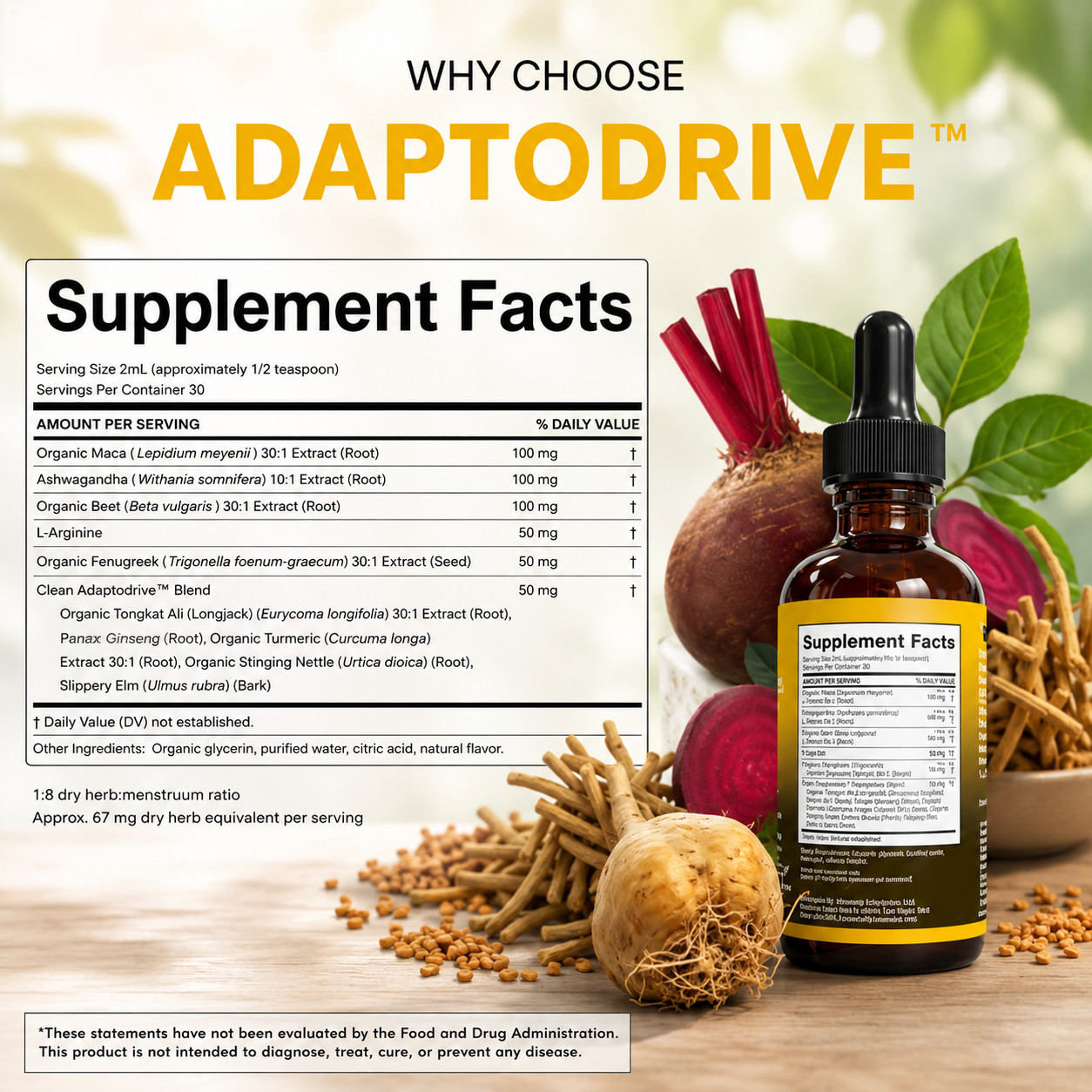 Clean Nutra AdaptoDrive Drops – Maca & Ashwagandha for Energy & Hormone Support
