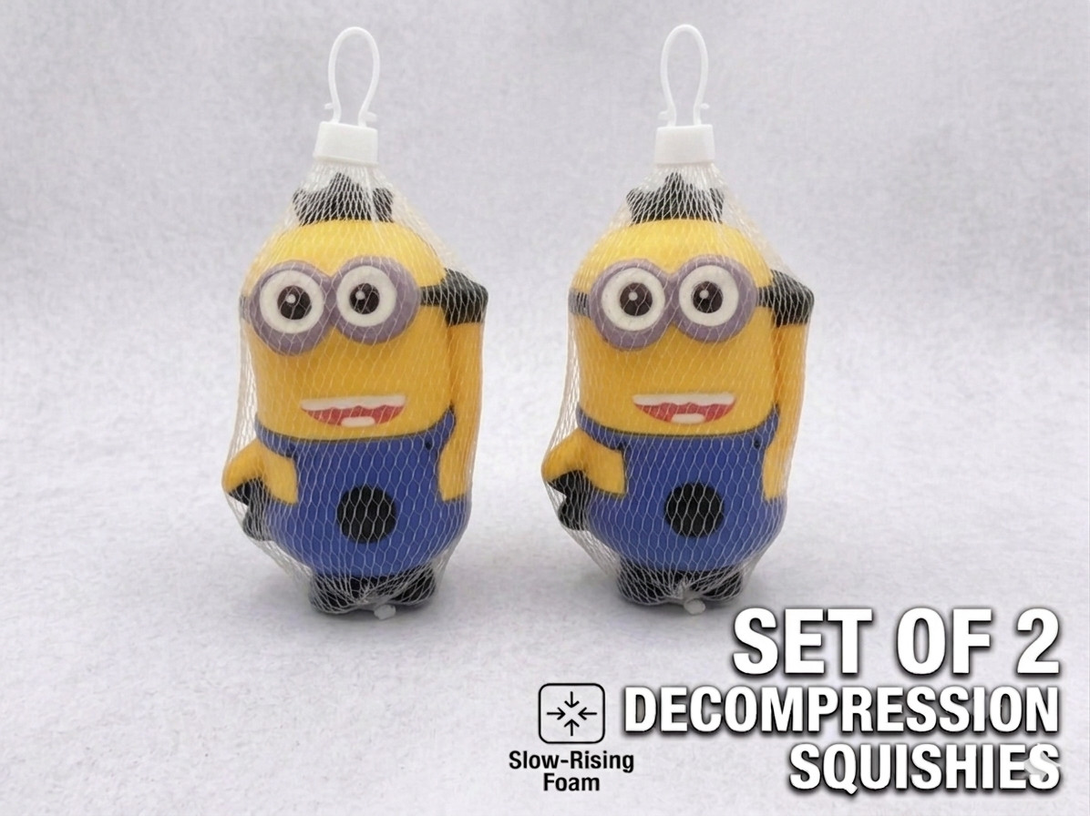 Yellow Cartoon Character Squishy Toys Set of 2 Stress Relief Toys