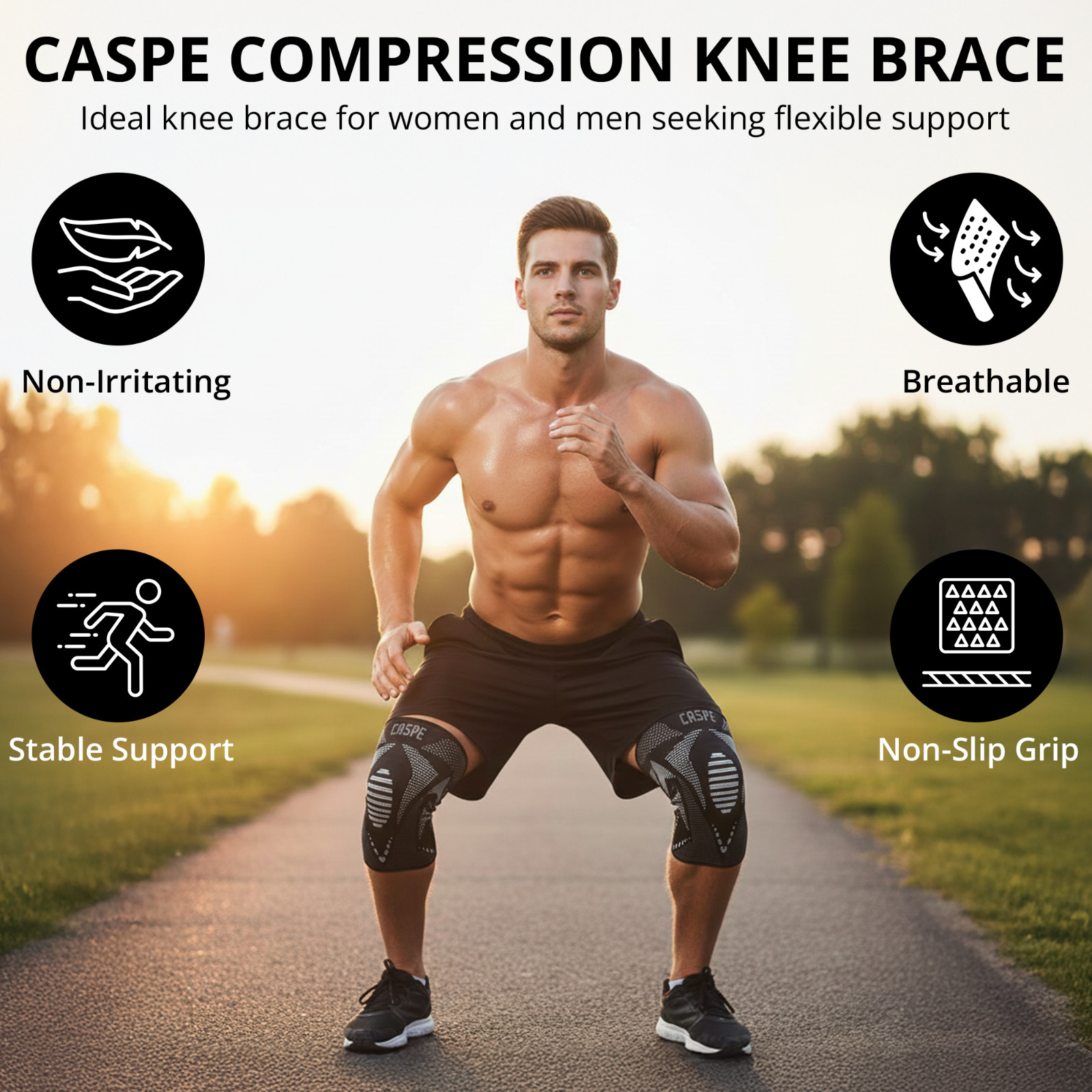 Knee Brace Compression Sleeve Support Joint Pain Arthritis Relief For Sport Gym