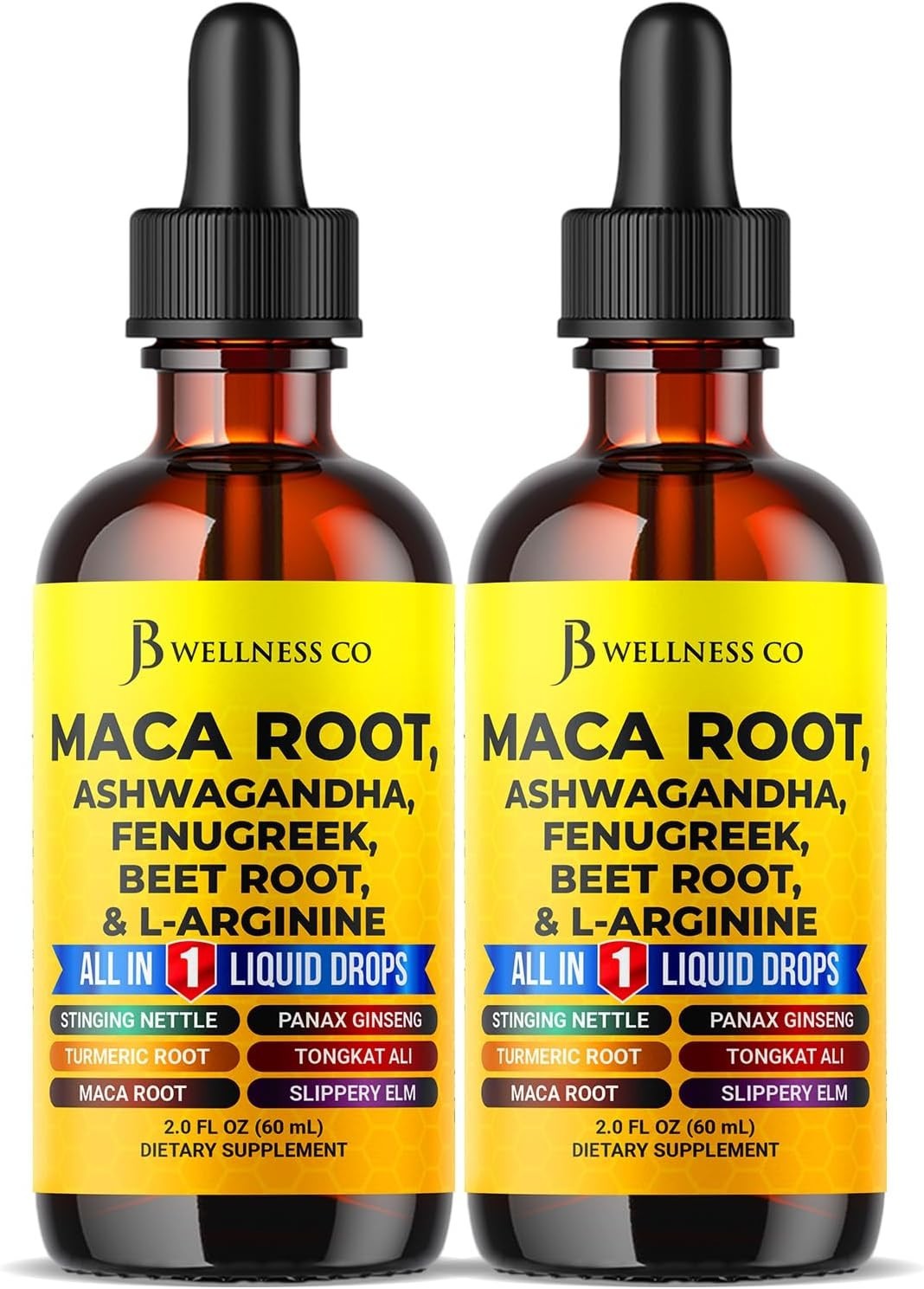 Organic Maca Root Liquid Drops 2-Pack, Ashwagandha, Nettle, Fenugreek, Beet Root