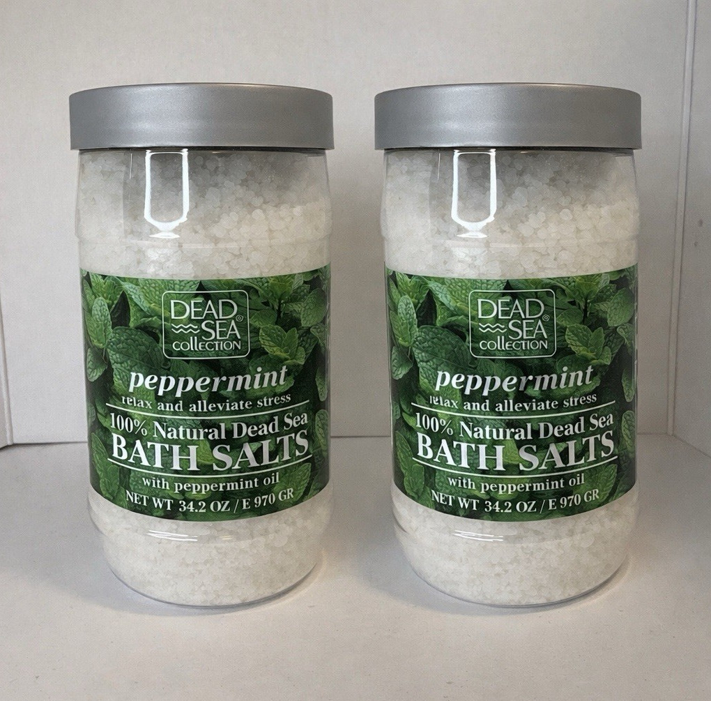 2 Pack Dead Sea Collection Peppermint Bath Salts 34.2oz New Sealed Spa Relax