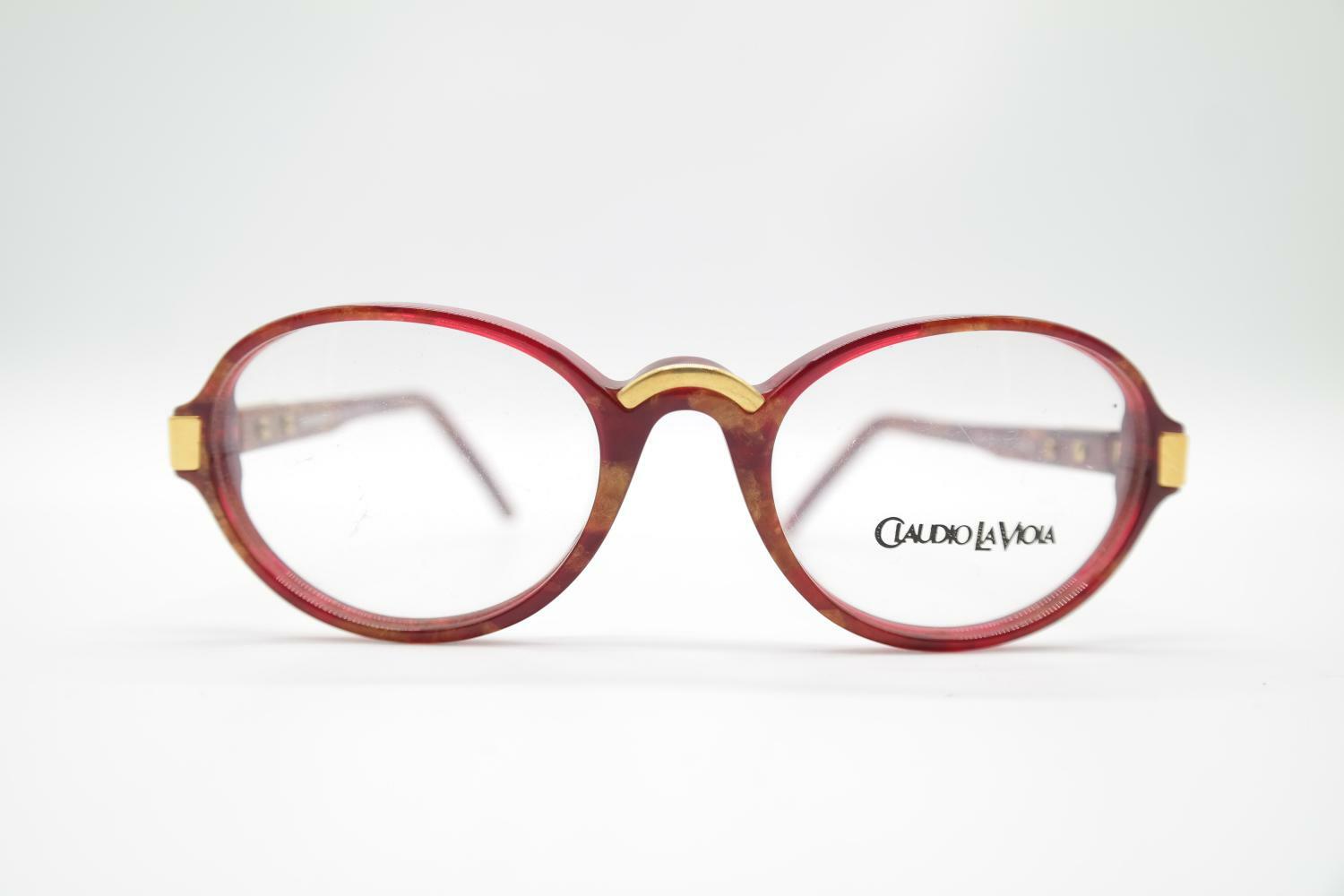 Vintage Claudio La Viola by Dolomit CLV 36/M Red Gold Oval Glasses NOS