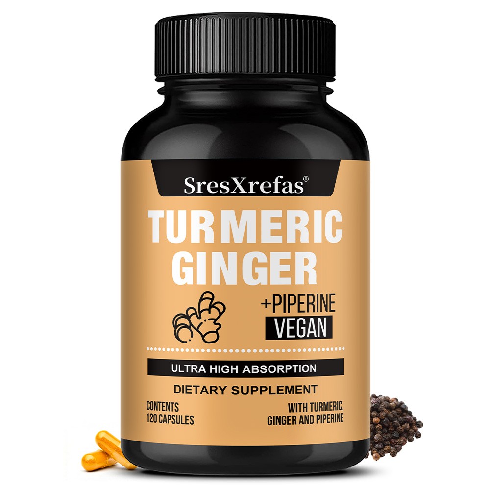 Turmeric Ginger Supplement with Piperine SresXrefas 120 Caps Antioxidant Support