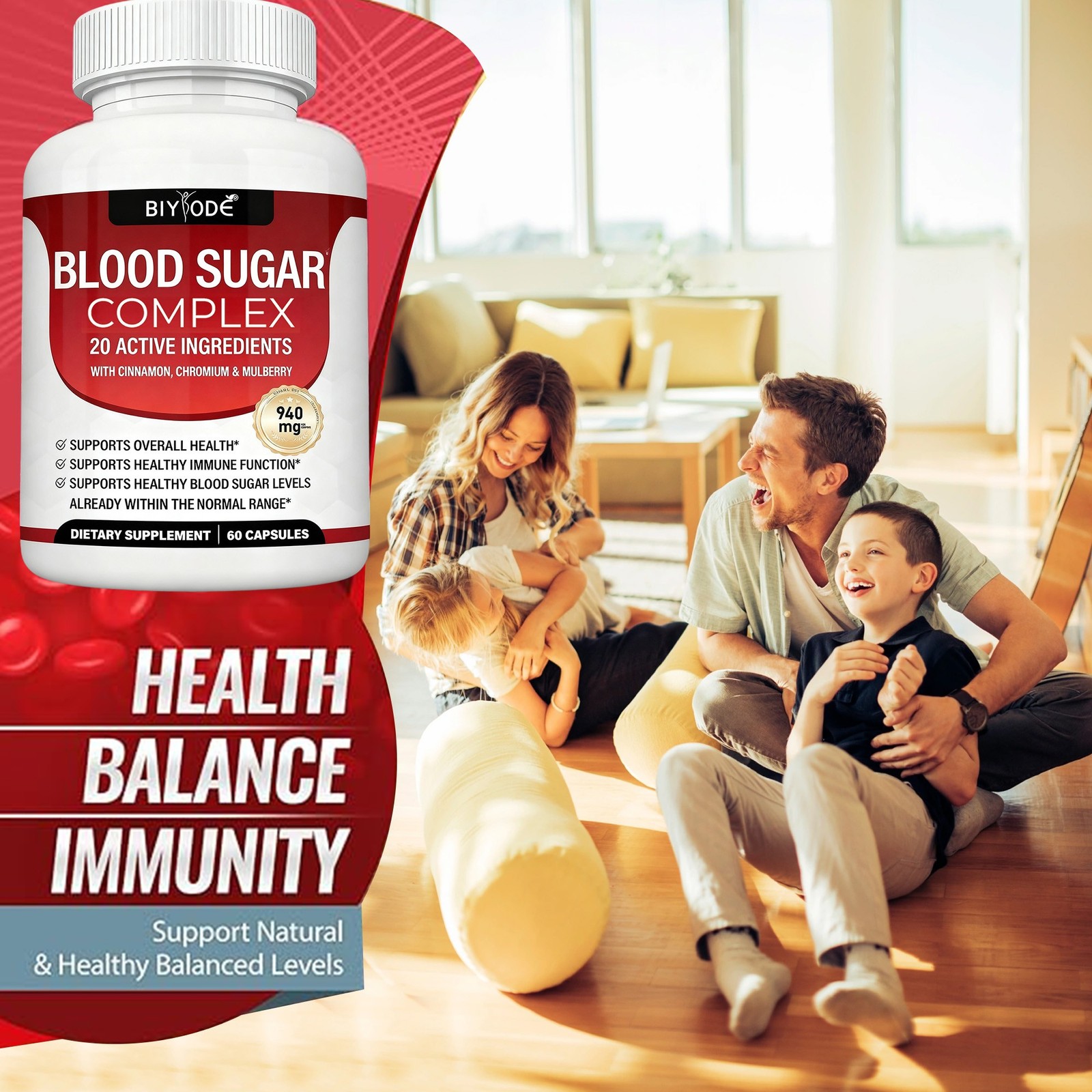 3 Pack Blood Sugar Complex Cinnamon Chromium Bitter Melon 20 Active Ingredients