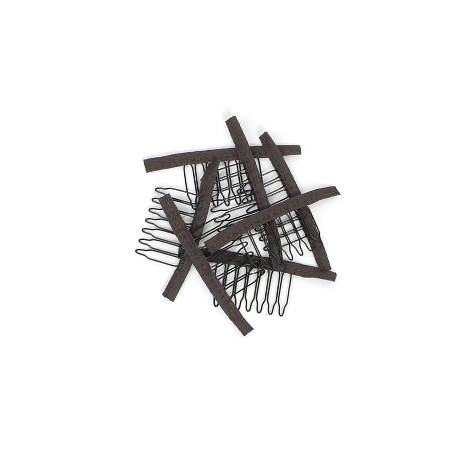 Durable 7-Teeth Wig Combs – 20 Pcs Brown Clips for Effortless Wig Attachment