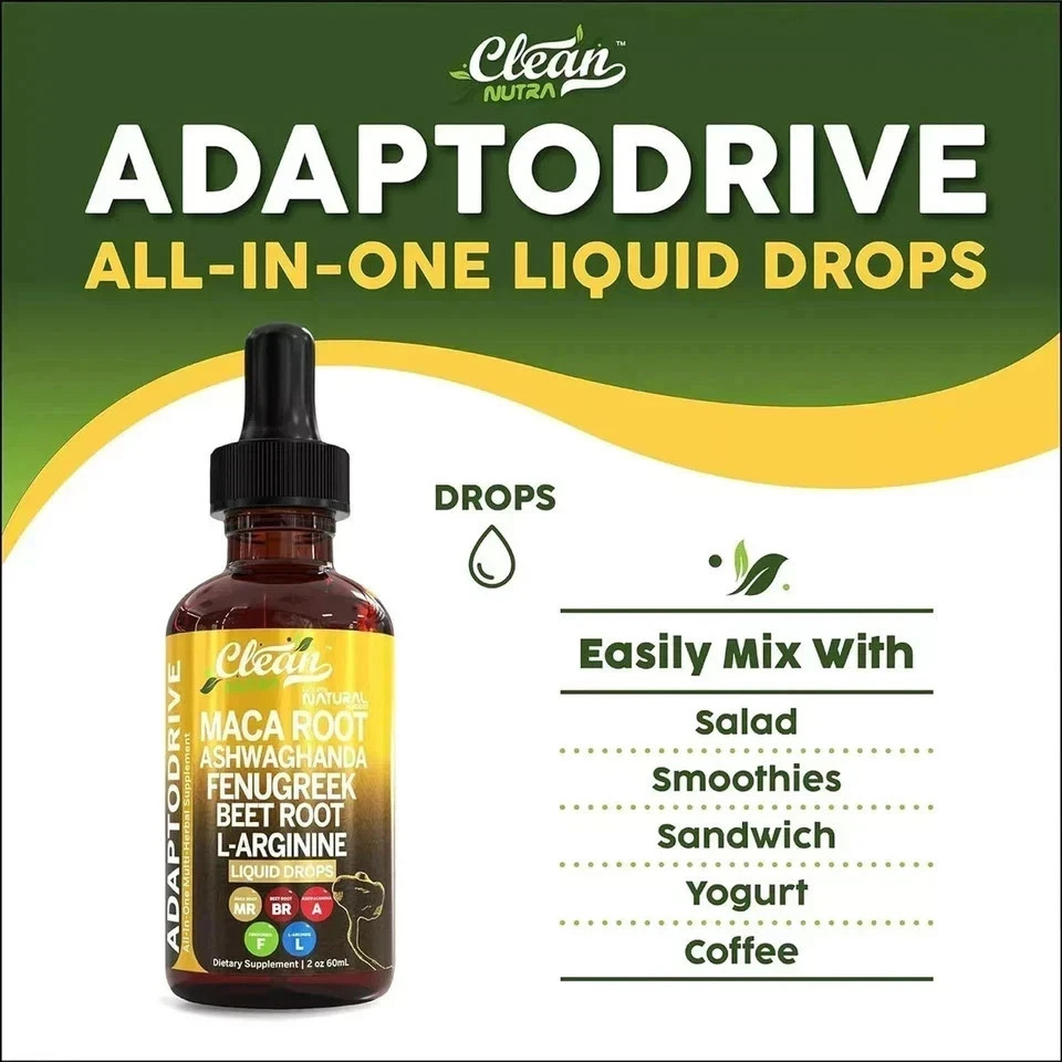 Organic Maca Root Liquid Drops Ashwagandha Fenugreek Beet Root and L-Arginine