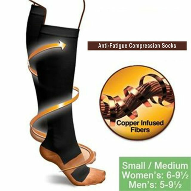 (3 Pairs) Compression Socks Hg Knee High Copper Mens / Womens S-XXL USA