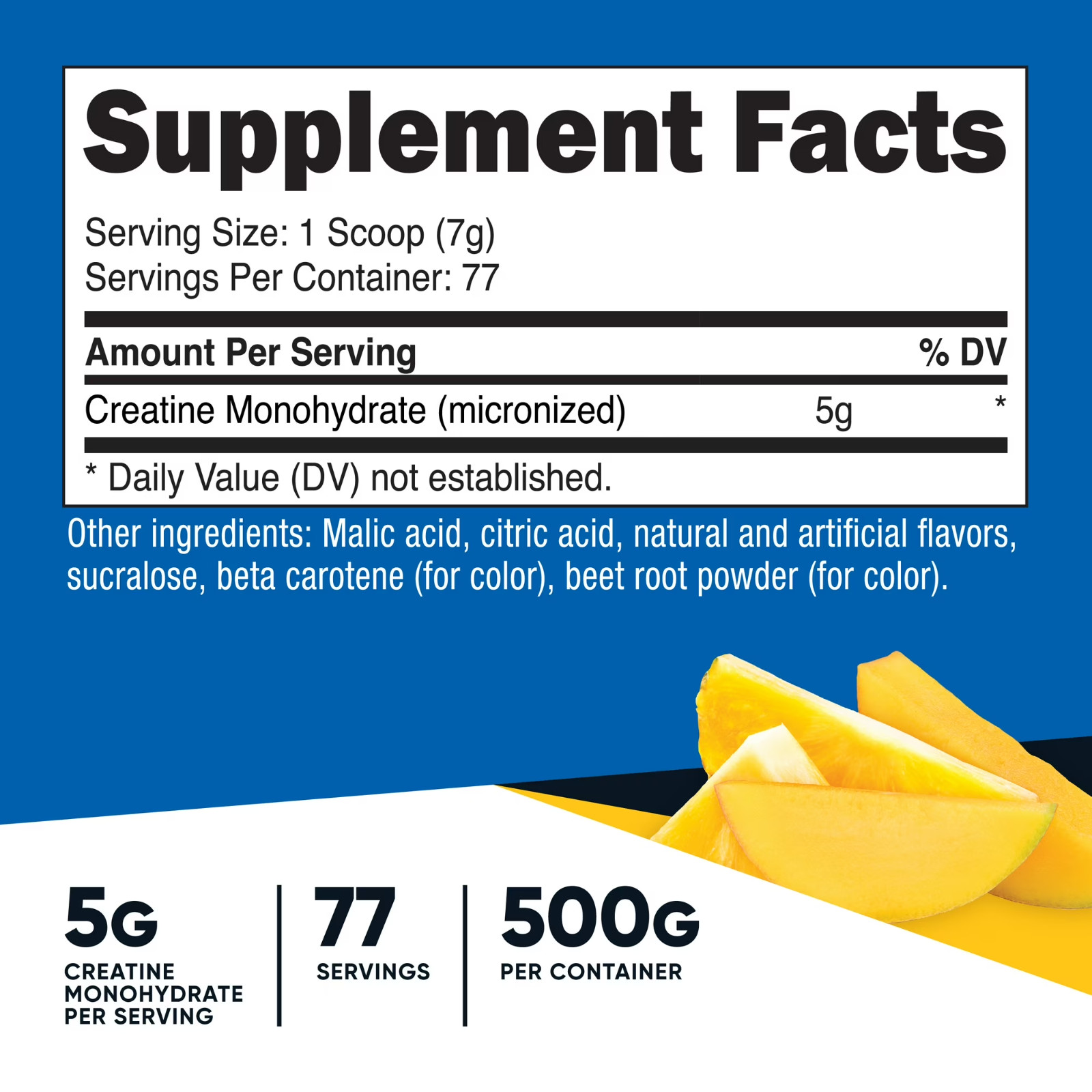 Nutricost Creatine Monohydrate Powder Pineapple Mango 500g Micronized Vegan