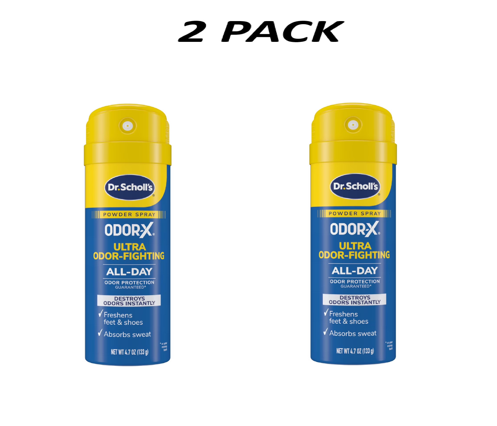 (2 PACK) Dr. Scholl’s Odor-X Odor-Fighting Spray Powder, Unscented, 4.7oz.