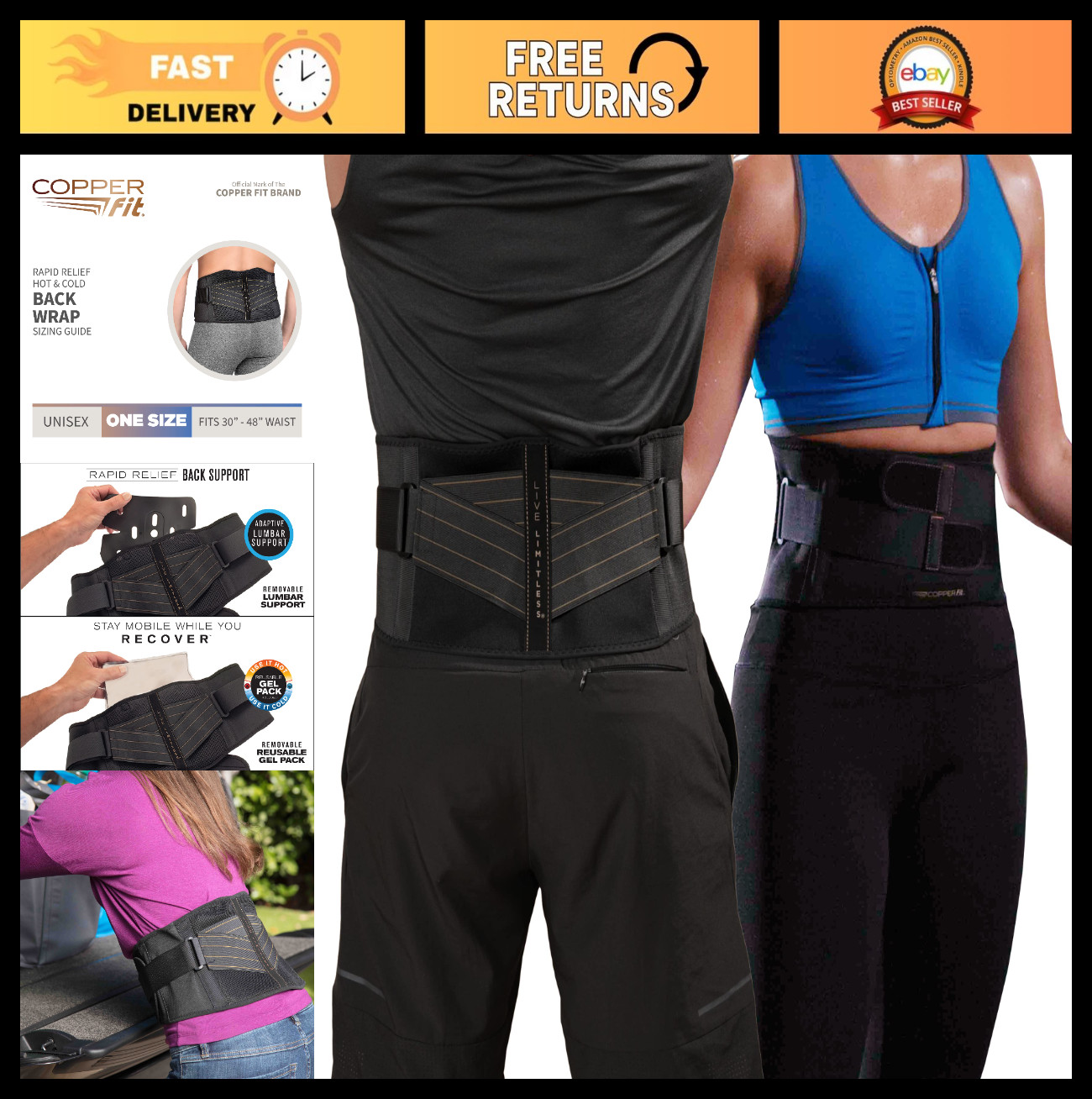 Unisex Copper Compression Rapid Support Sleeve for Pain Relief & Recovery