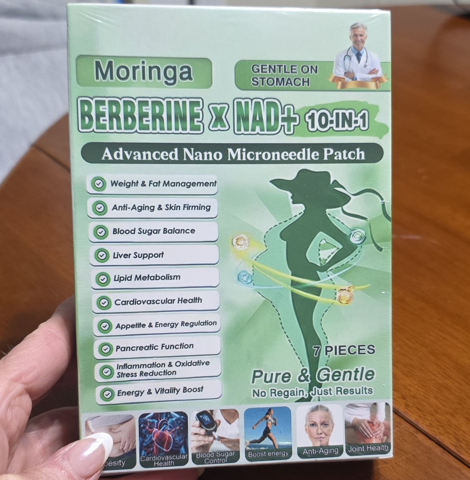 3ct Moringa Berberine x NAD+ 10-in-1 Advanced Nano Microneedle Patch, 21pc