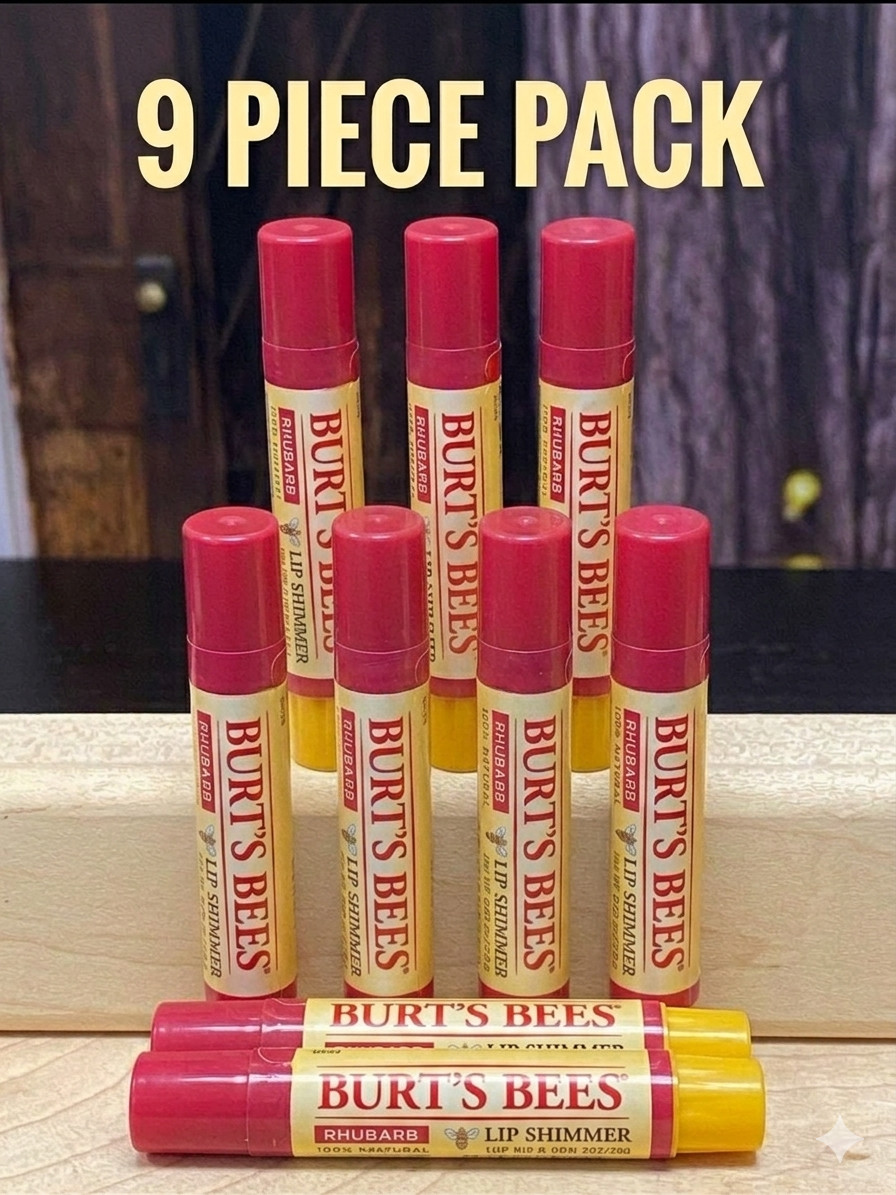 Kiss Your Dry Lips Goodbye with Burt’s Bees Lip Shimmer 9 Pack of Rhubarb
