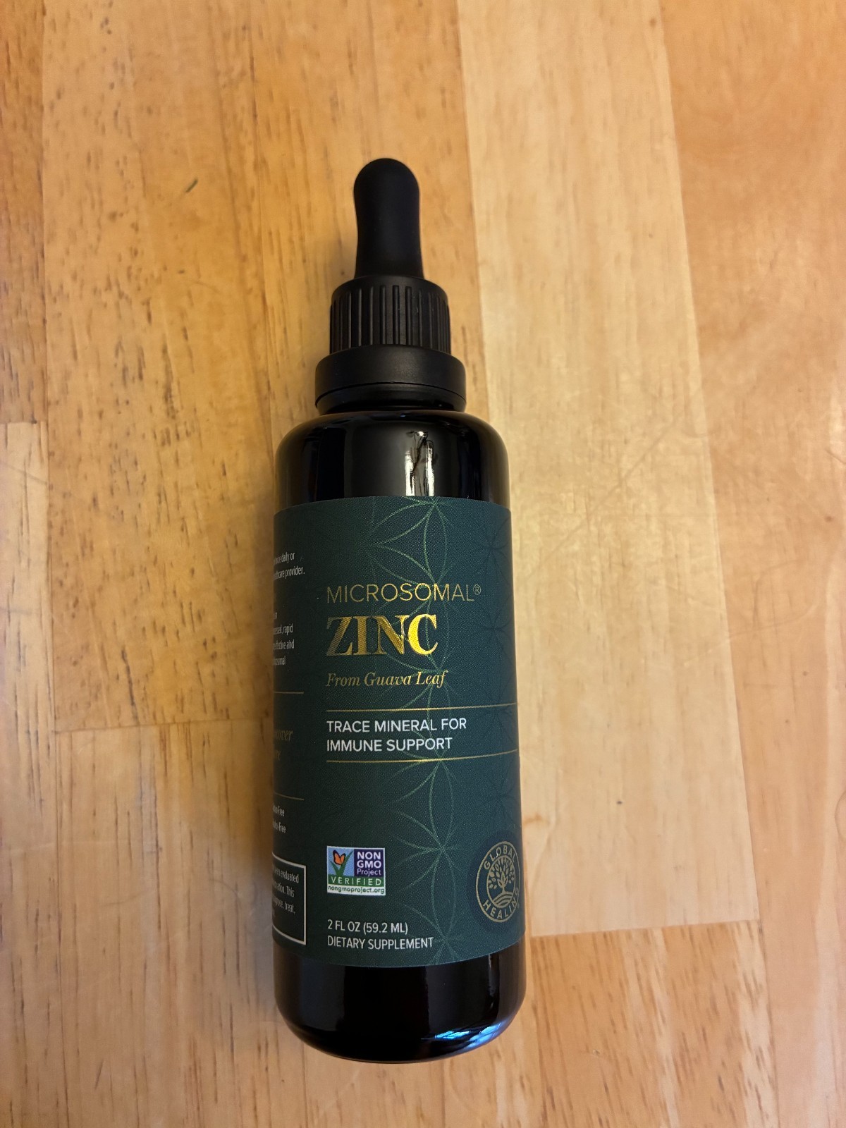 Global Healing USDA Organic Zinc Liquid Drops Guava Vegan 2 fl oz immune support