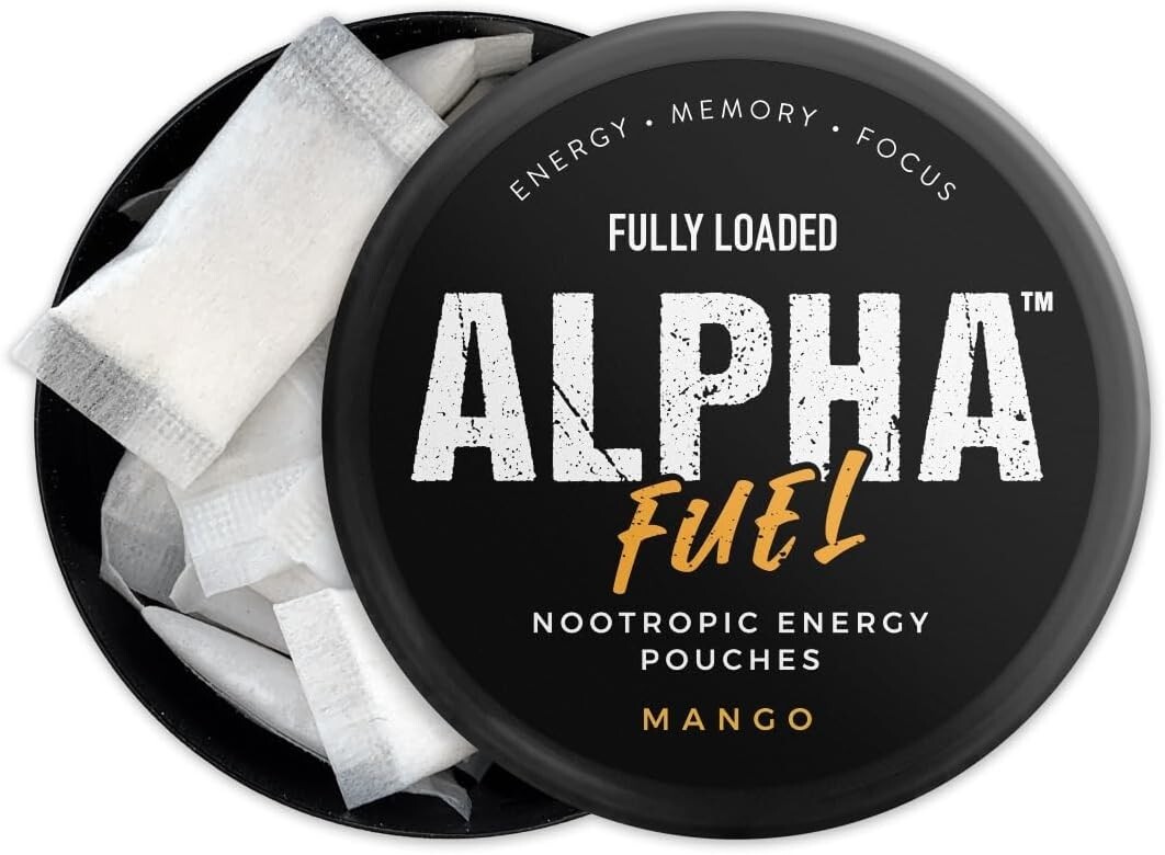 On-the-Go Mango Energy: 5 Cans of Alpha Fuel Nootropic Pouches, 100% Sugar-Free