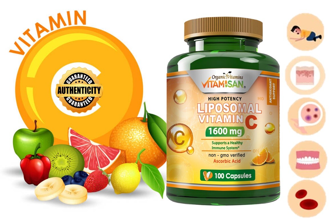 Liposomal Vitamin C 1600mg -100 Capsules Fat Soluble VIT C  FAST ACTING NO GMO