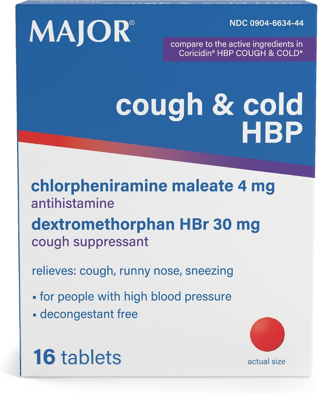 MAJOR Cough & Cold HBP Tablet Antihistamine Cough Relief High Blood Pressure 16