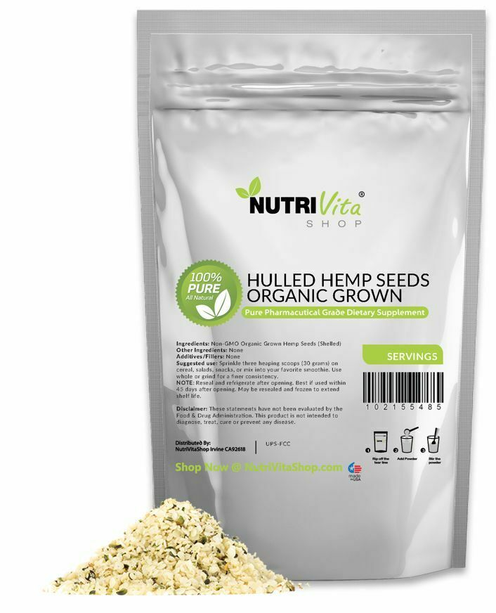 NVS 100% HEMP HEARTS RAW SHELLED SEEDS GLUTEN-FREE HULLED VEGAN NONGMO USA FIBER