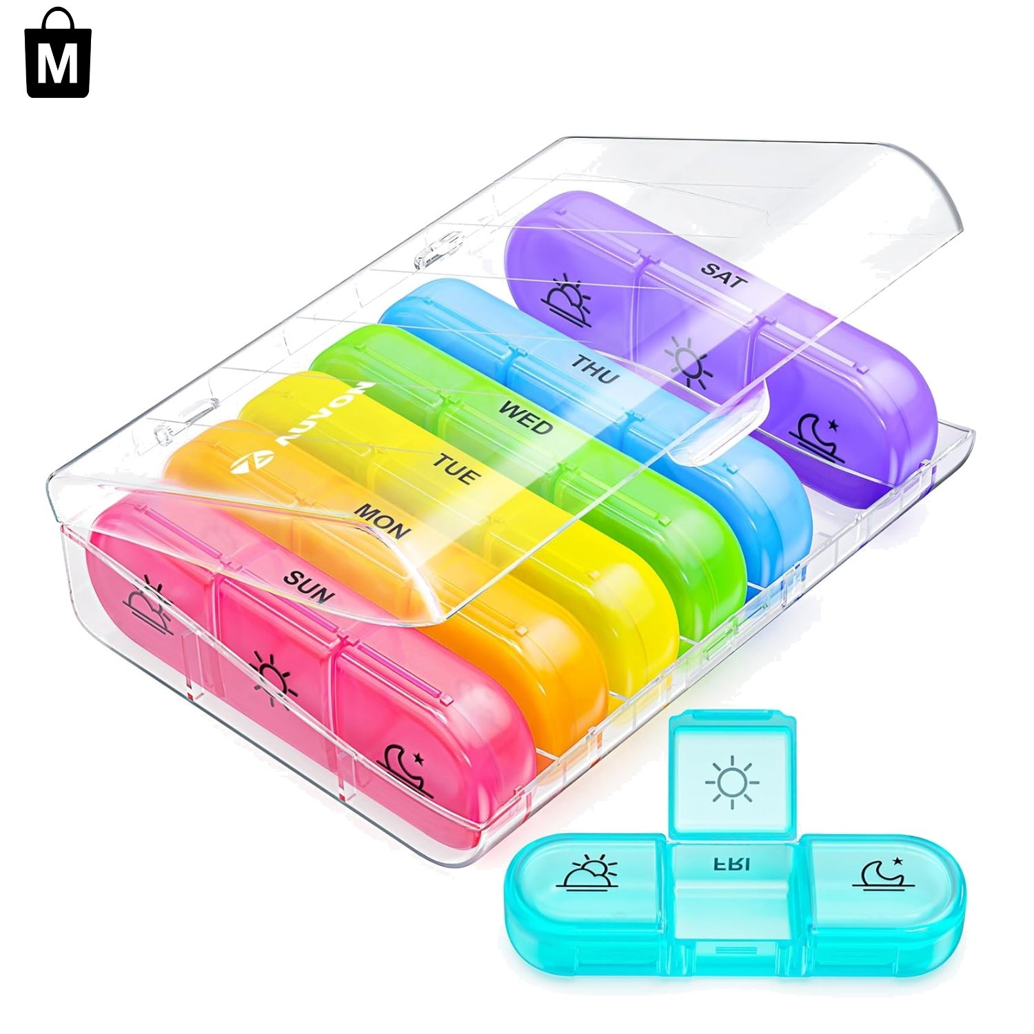 7-Day Large Pill Organizer – Portable Weekly Case, Easy Open & Child-Resistant