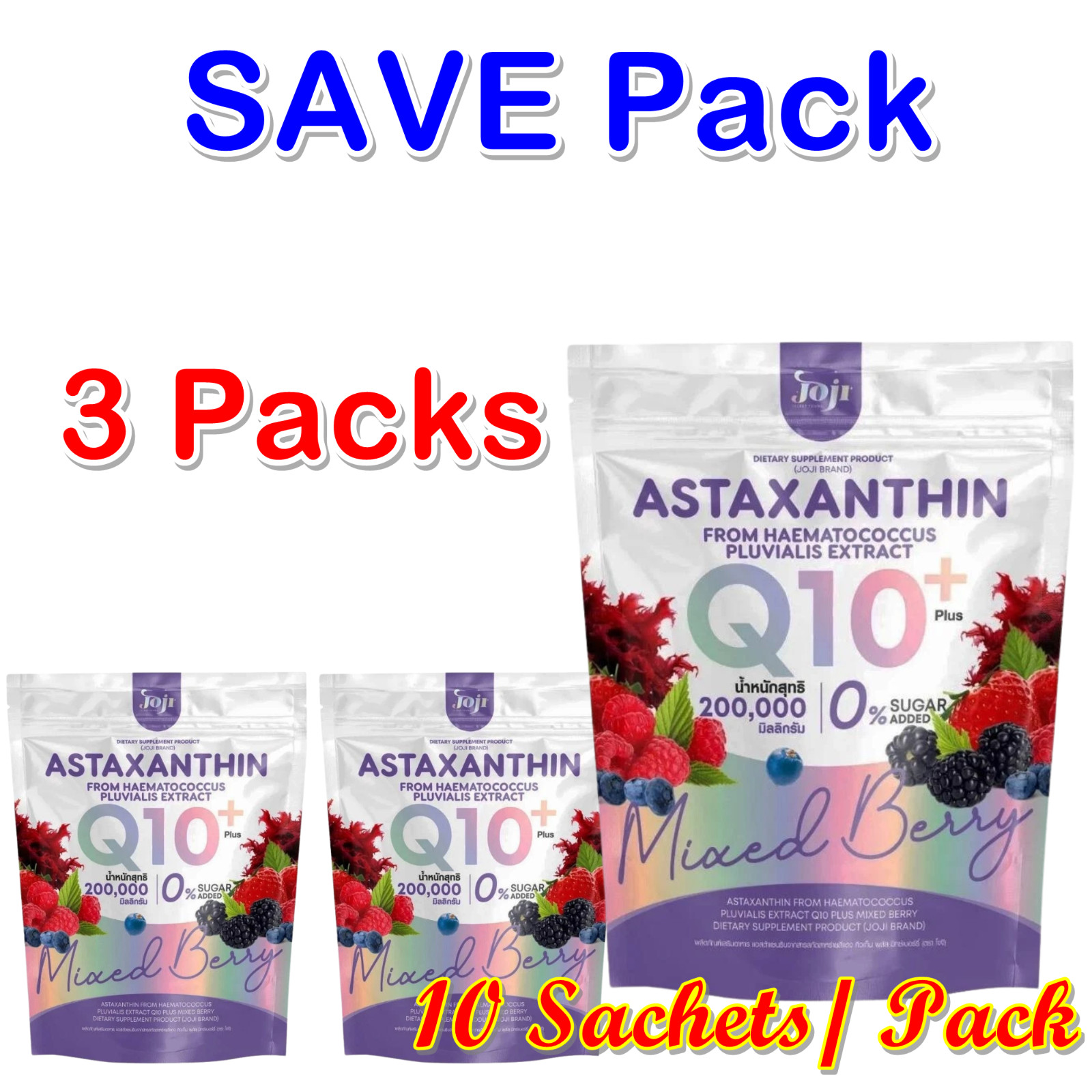 3X JOJI Astaxanthin Q10 Plus Collagen 30s – Mixed Berry Skin Vitality Support