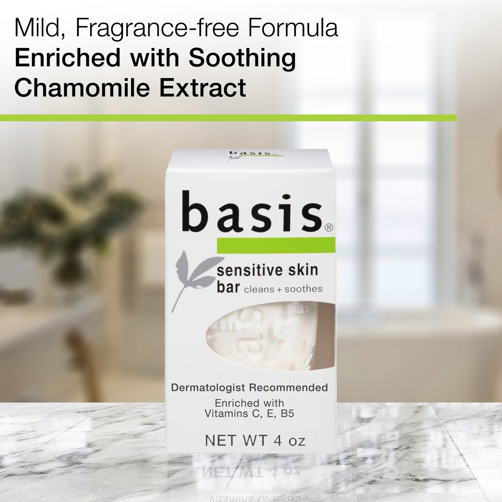 Basis Sensitive Skin Bar Soap For Body, Hands And Face, Unscented Soap